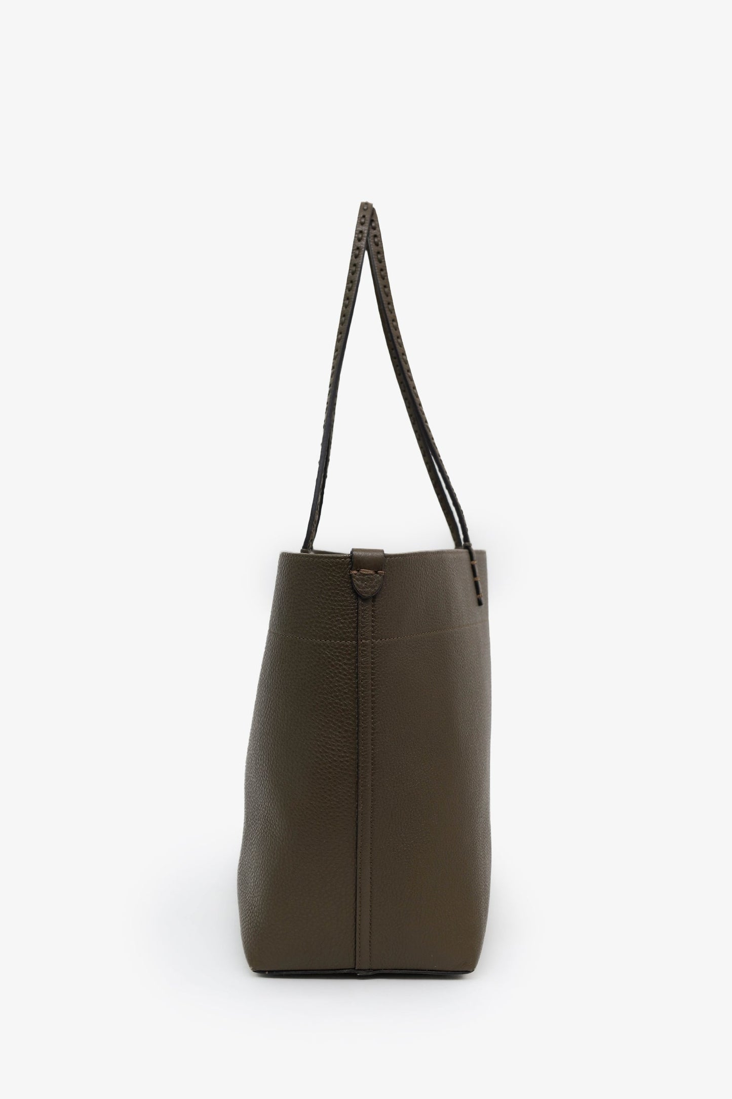Fendi Brown Leather/Canvas Medium 'Selleria Roll' Tote Bag