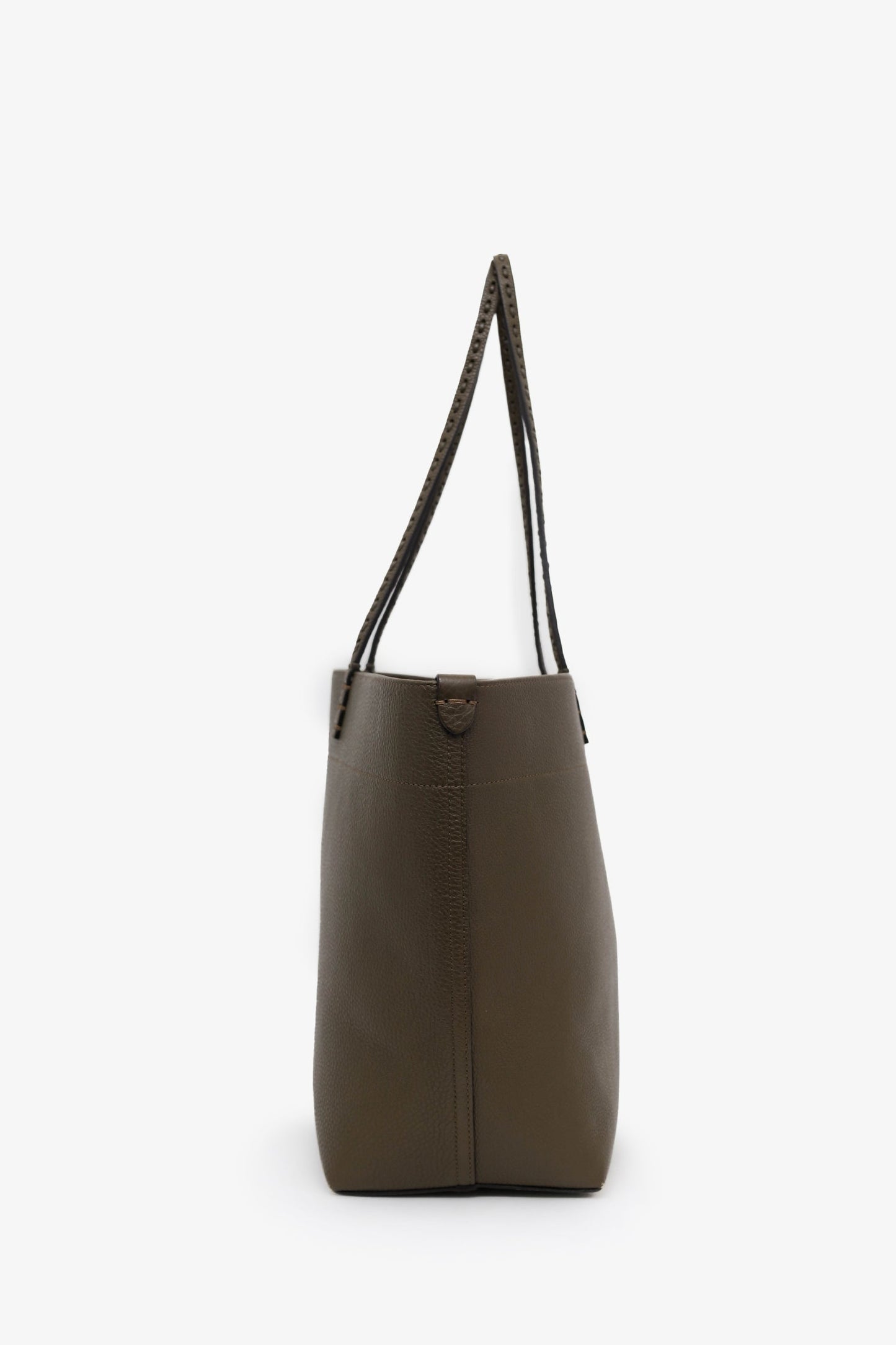 Fendi Brown Leather/Canvas Medium 'Selleria Roll' Tote Bag