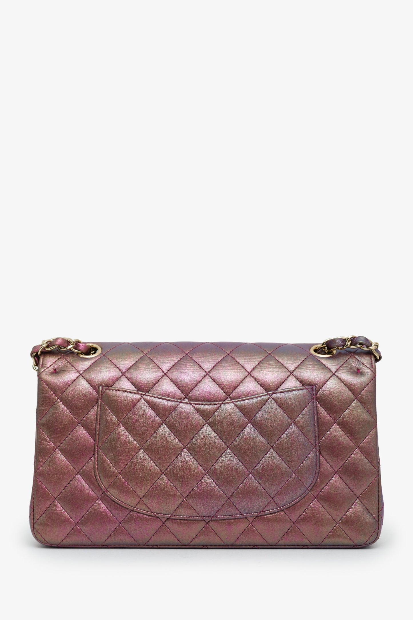 Chanel™ 20B Purple Quilted Iridescent Lambskin Medium Classic Double Flap Bag