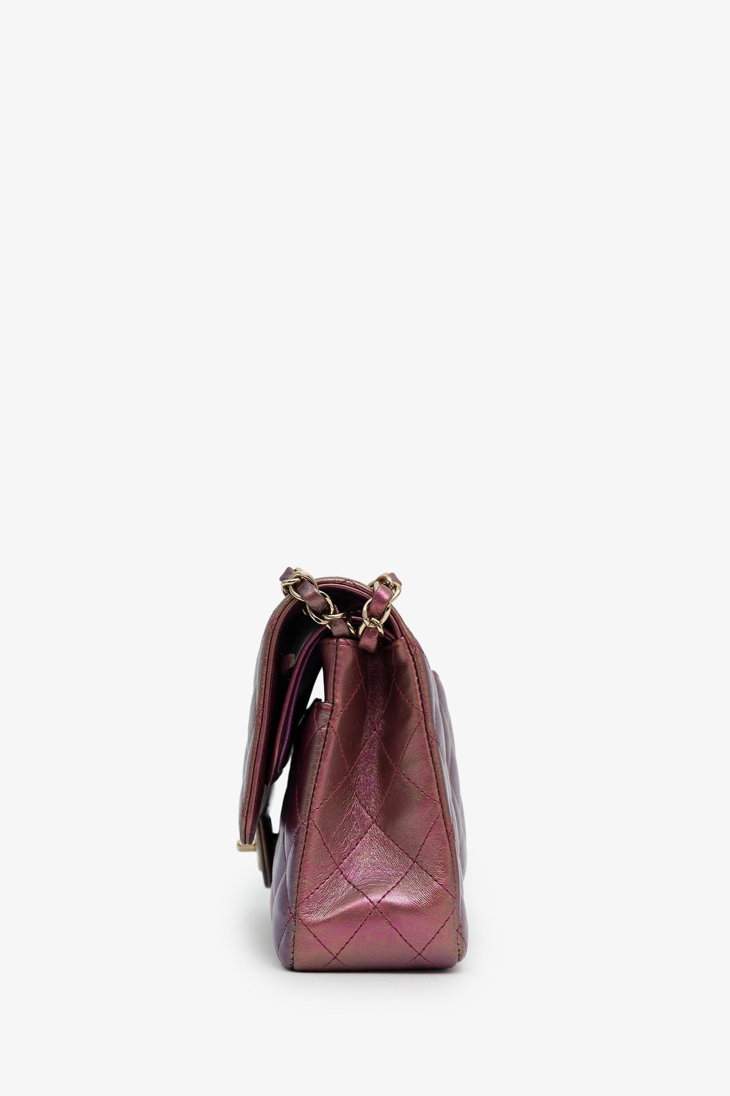 Chanel™ 20B Purple Quilted Iridescent Lambskin Medium Classic Double Flap Bag