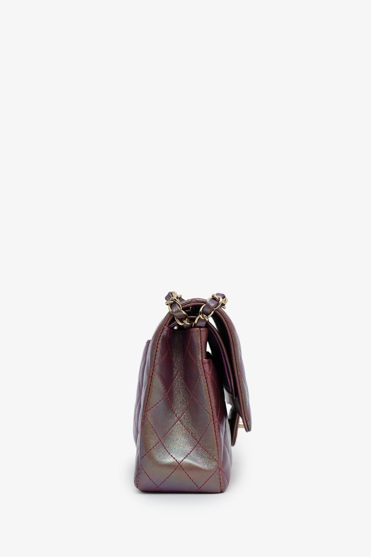Chanel™ 20B Purple Quilted Iridescent Lambskin Medium Classic Double Flap Bag