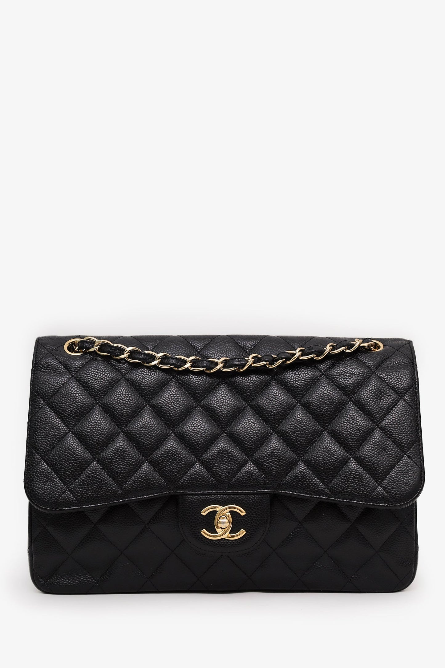 Chanel™ 2013-14 Black Caviar Jumbo Classic Double Flap Bag