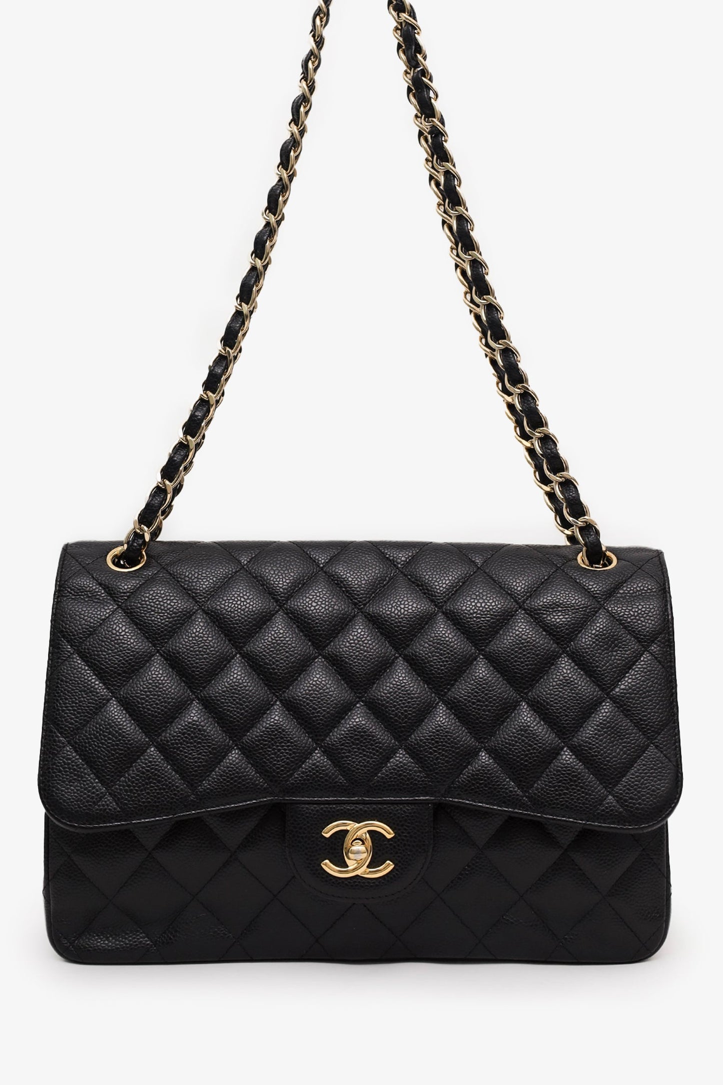 Chanel™ 2013-14 Black Caviar Jumbo Classic Double Flap Bag