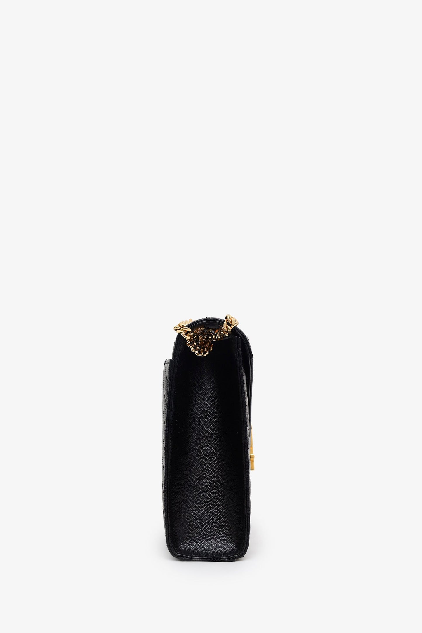 Saint Laurent Black Chevron Grained Leather Large Envelope Bag