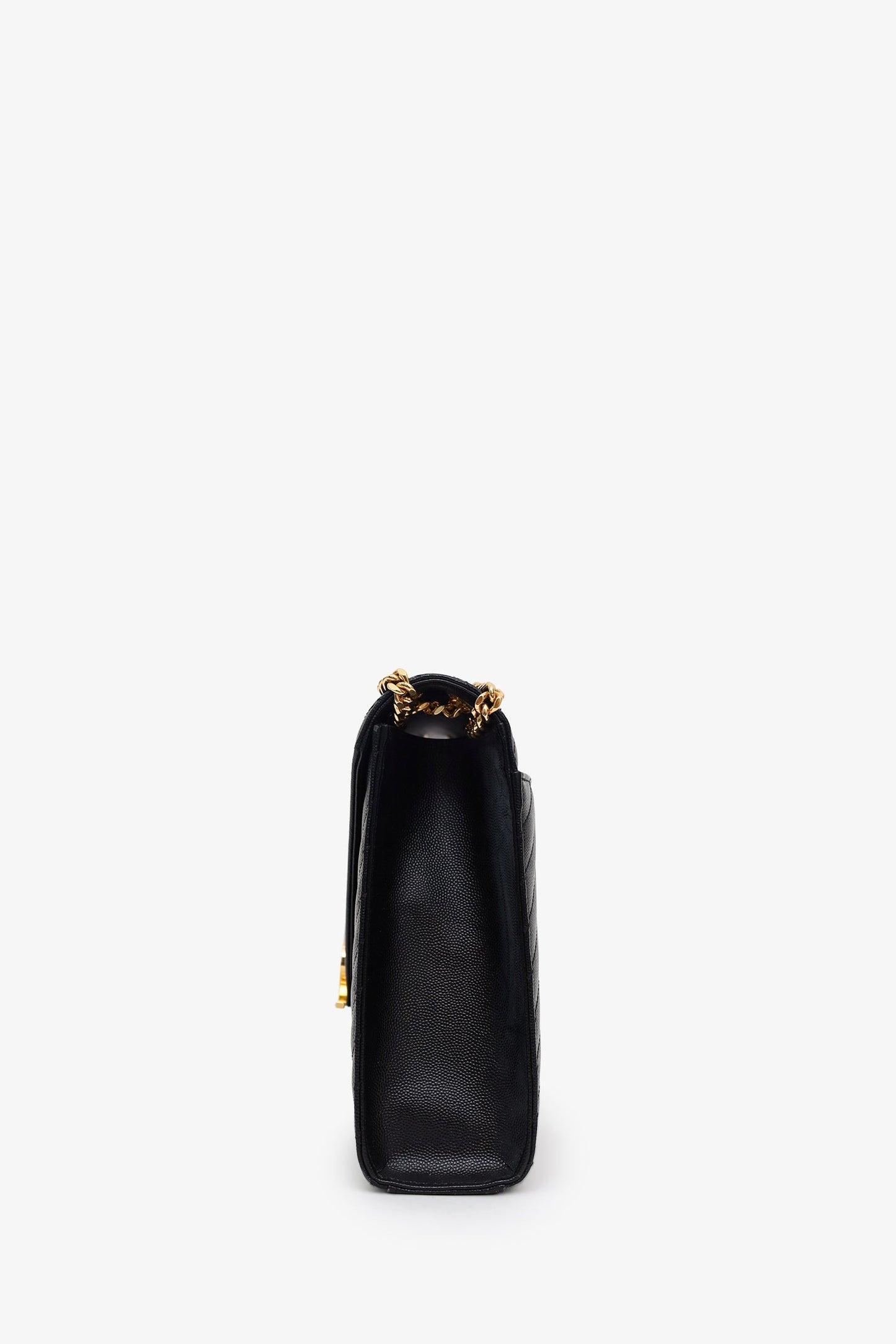 Saint Laurent Black Chevron Grained Leather Large Envelope Bag
