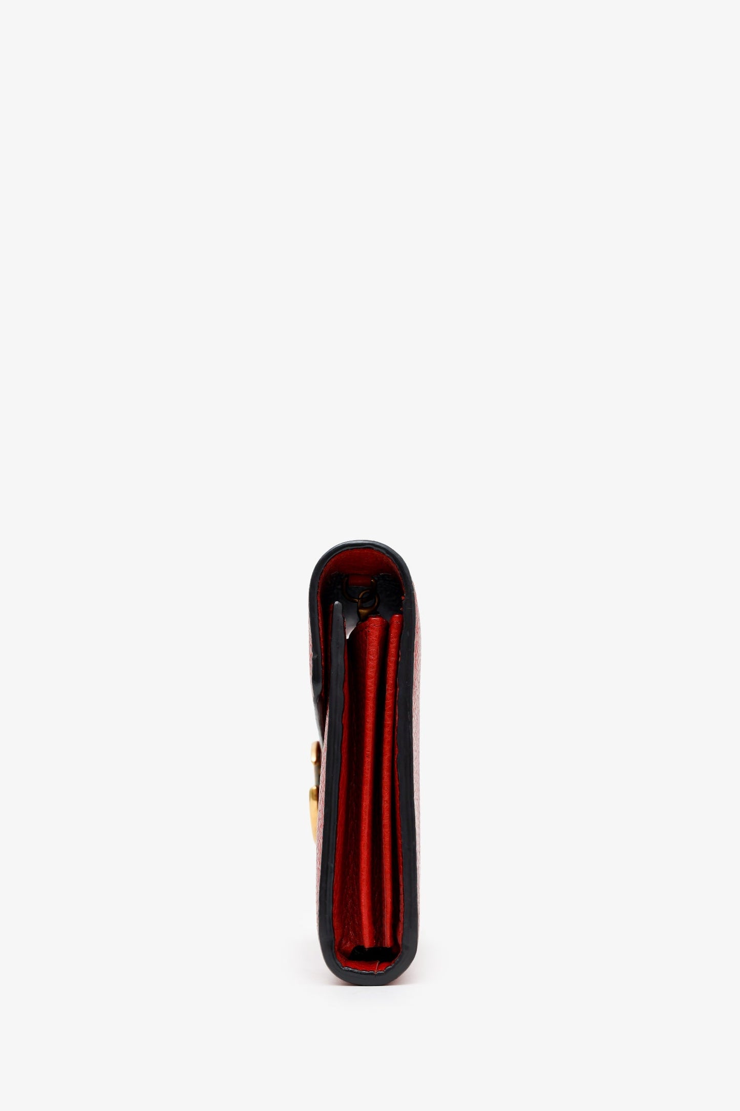Gucci Red Calfskin GG Marmont Chain Wallet