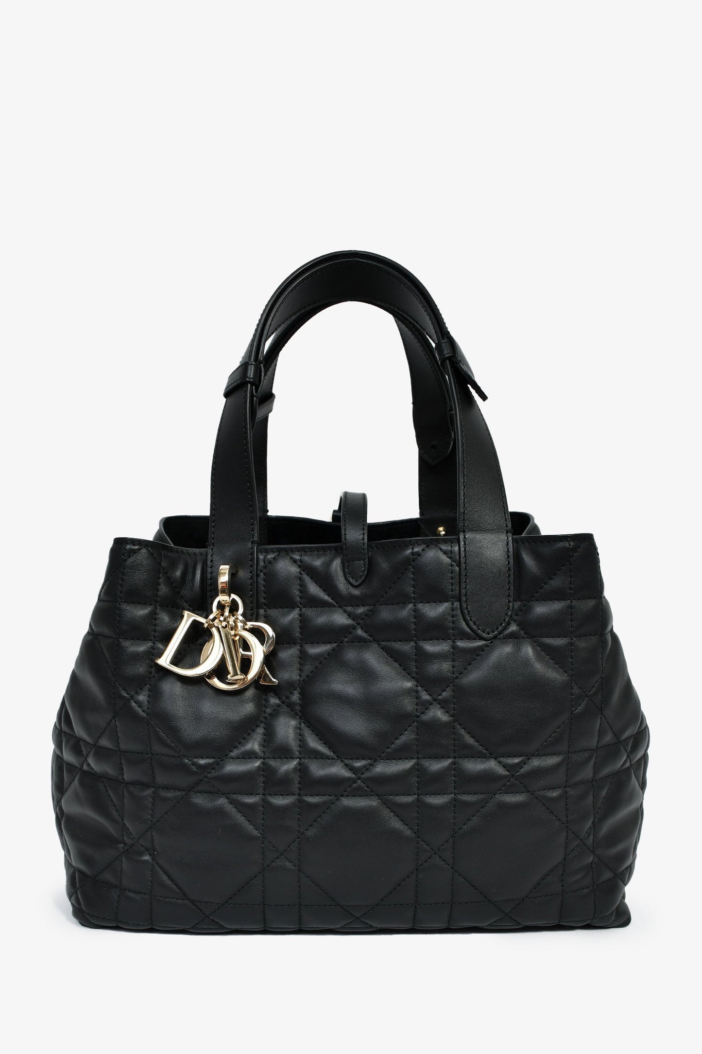 Christian Dior 2024 Black Cannage Lambskin Leather Medium 'Toujours' Bag