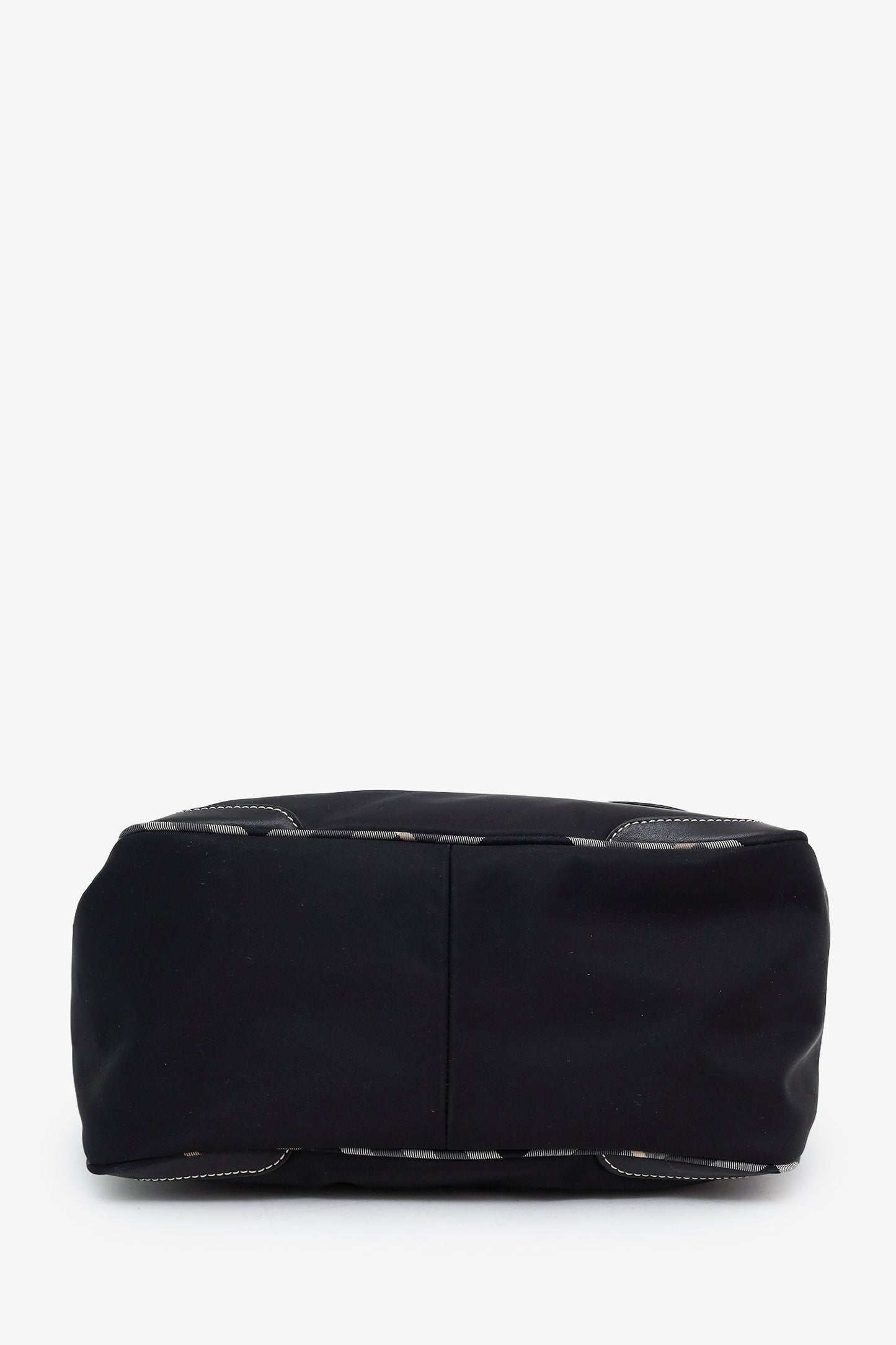 Burberry Black Nylon Leather Trimmed Top Handle Bag