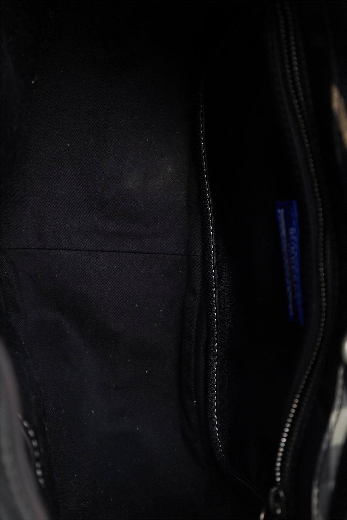 Burberry Black Nylon Leather Trimmed Top Handle Bag