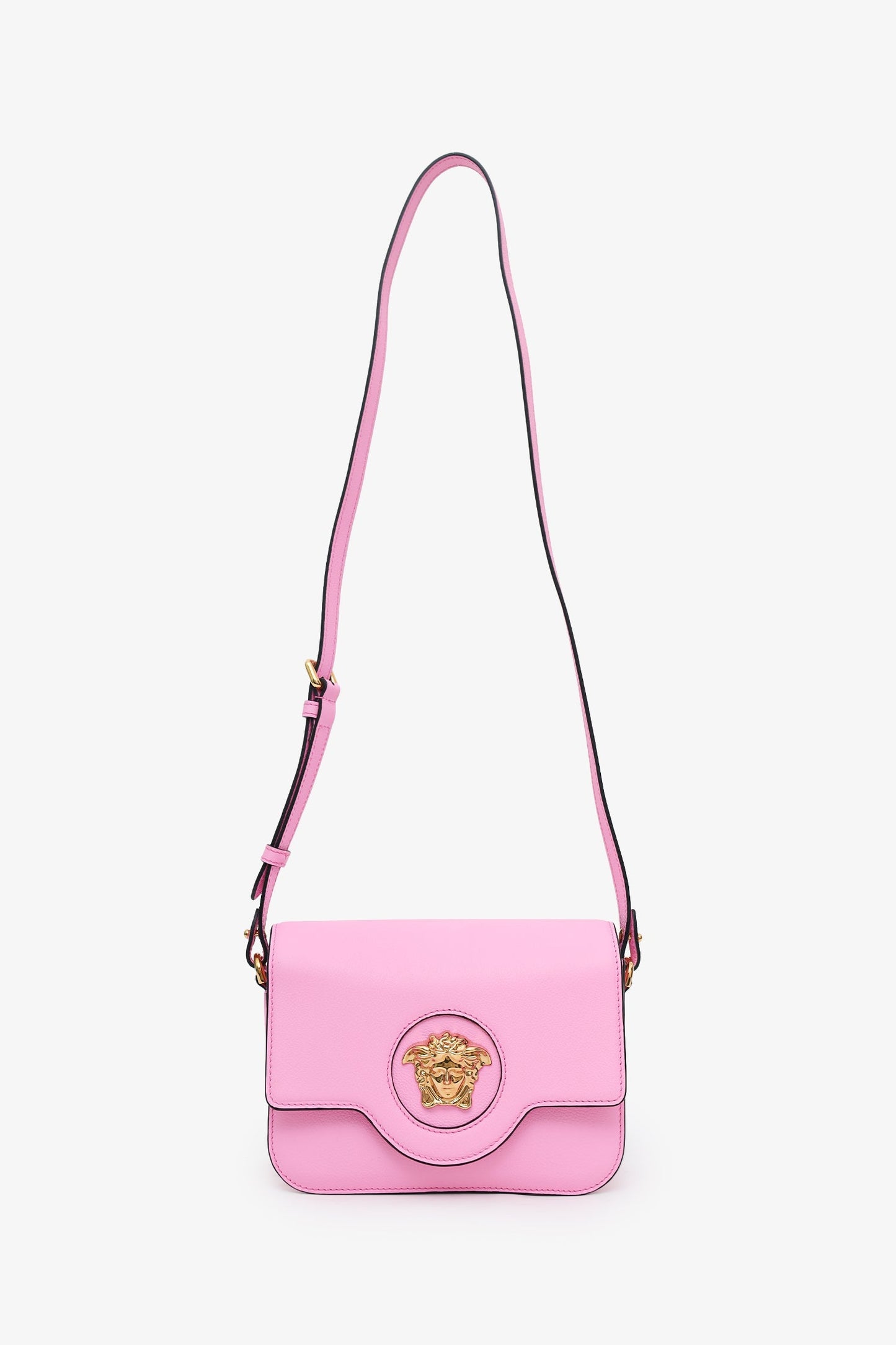 Versace Pink Grained Calfskin La Medusa Shoulder Bag