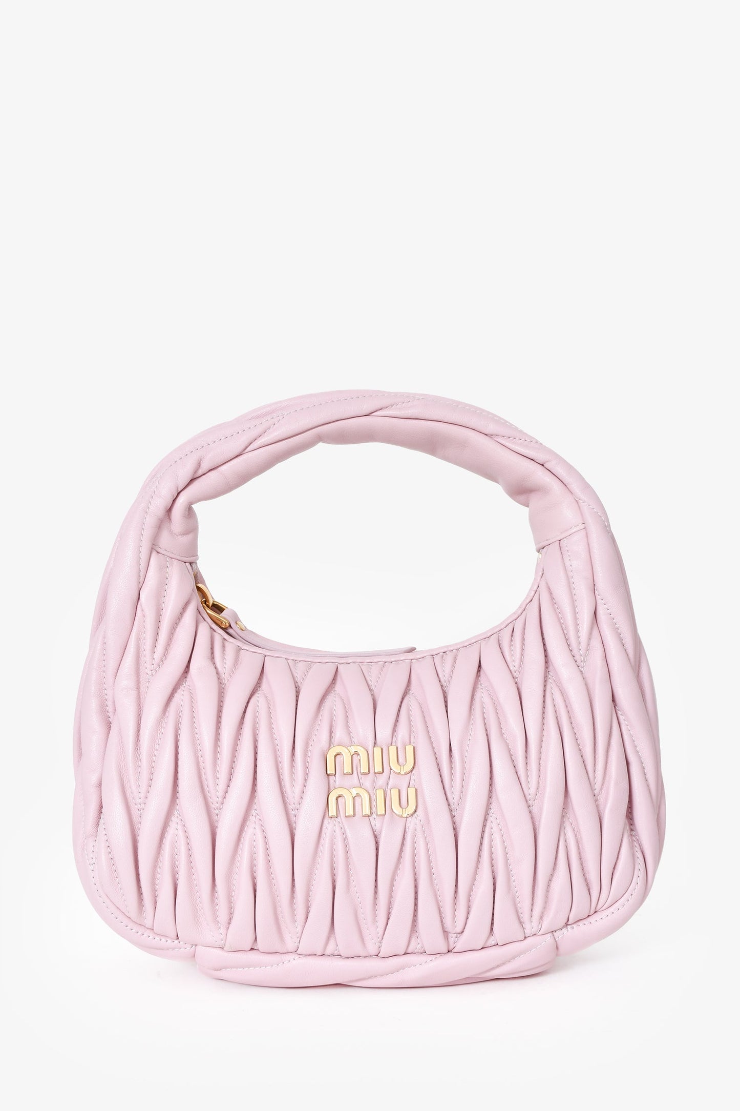 Miu Miu Powder Pink Nappa Matelasse Small Wander Hobo
