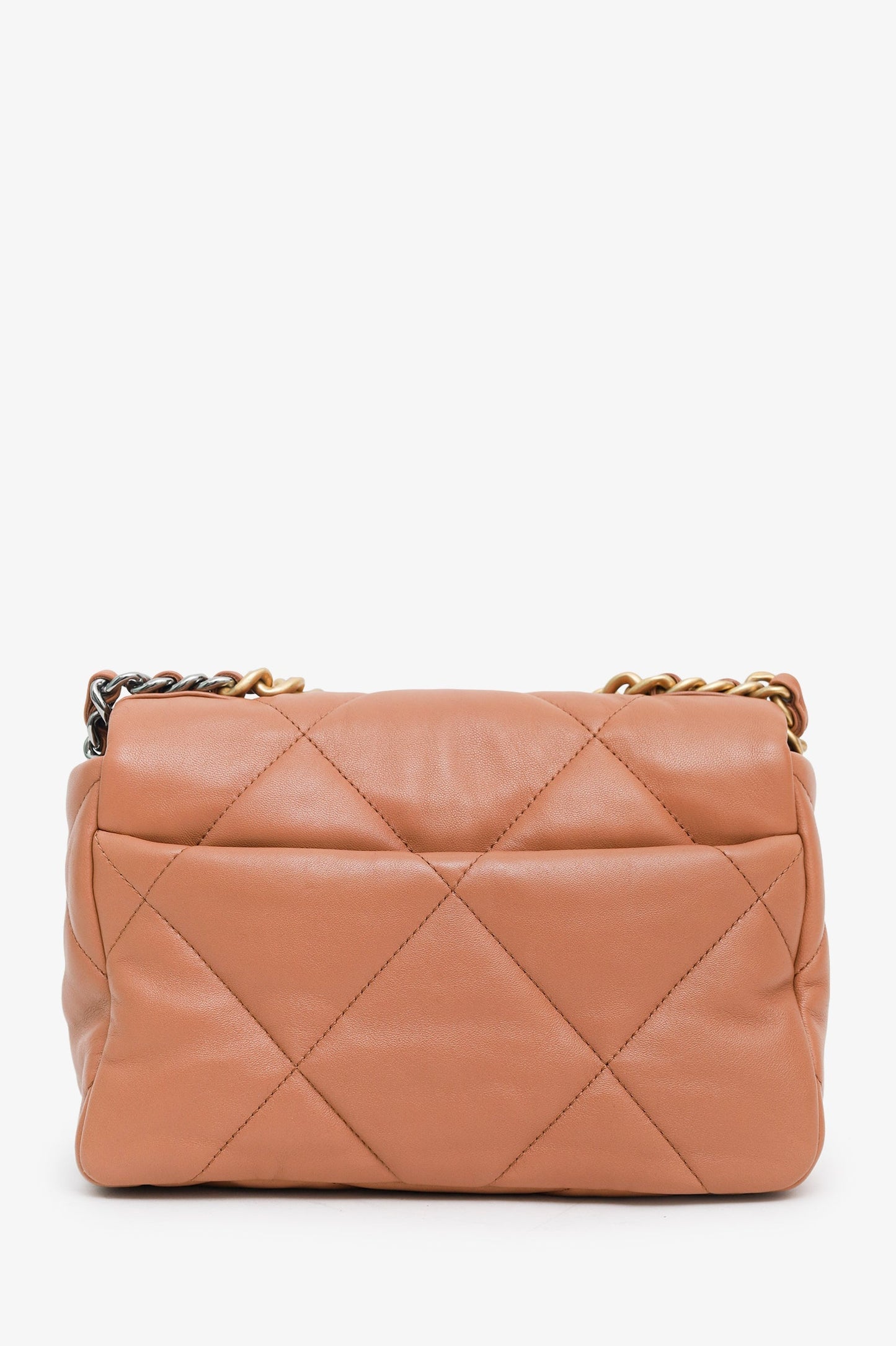 Chanel™ 2022 Brown Goatskin Leather 'Chanel 19' Small Flap Shoulder Bag