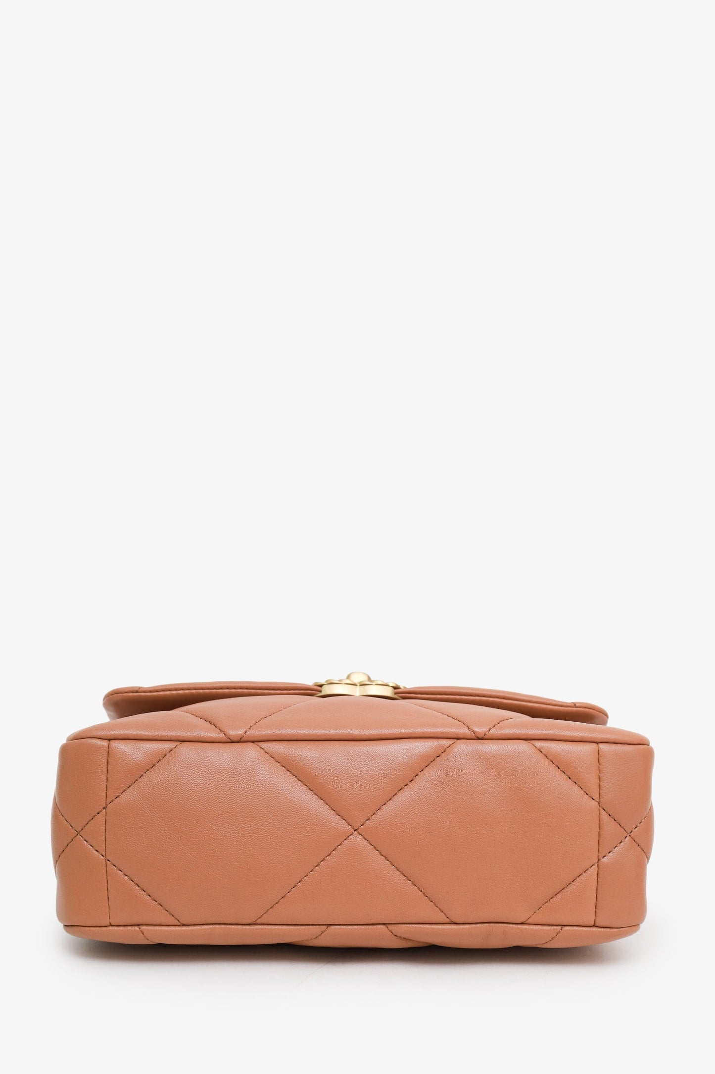 Chanel™ 2022 Brown Goatskin Leather 'Chanel 19' Small Flap Shoulder Bag