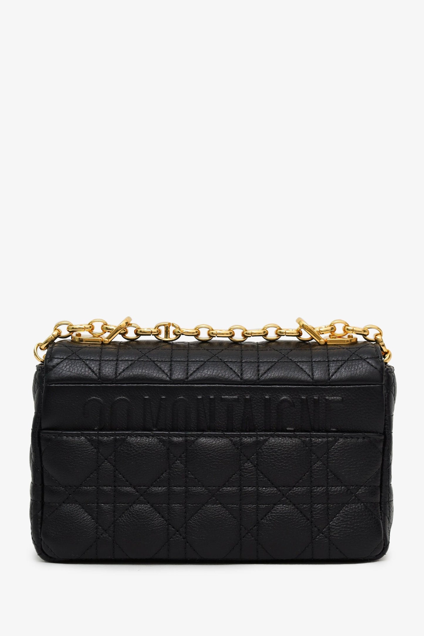 Christian Dior 2023 Black Supple Cannage Calfskin Leather Small Dior Caro Bag