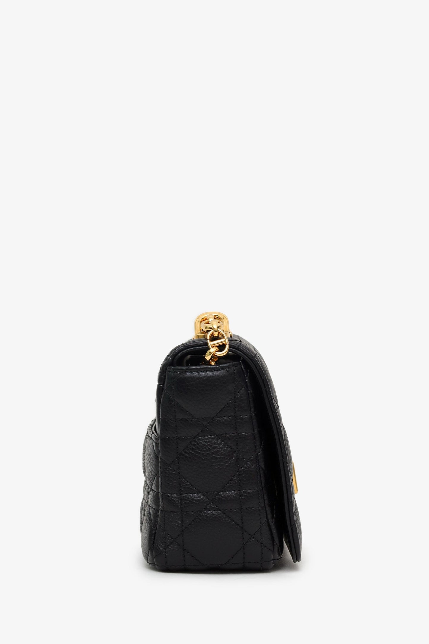 Christian Dior 2023 Black Supple Cannage Calfskin Leather Small Dior Caro Bag