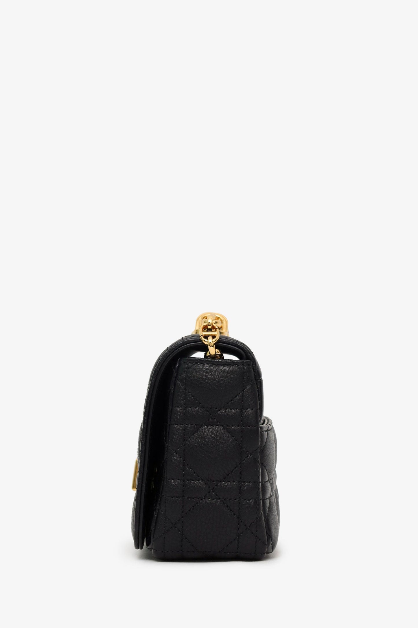 Christian Dior 2023 Black Supple Cannage Calfskin Leather Small Dior Caro Bag