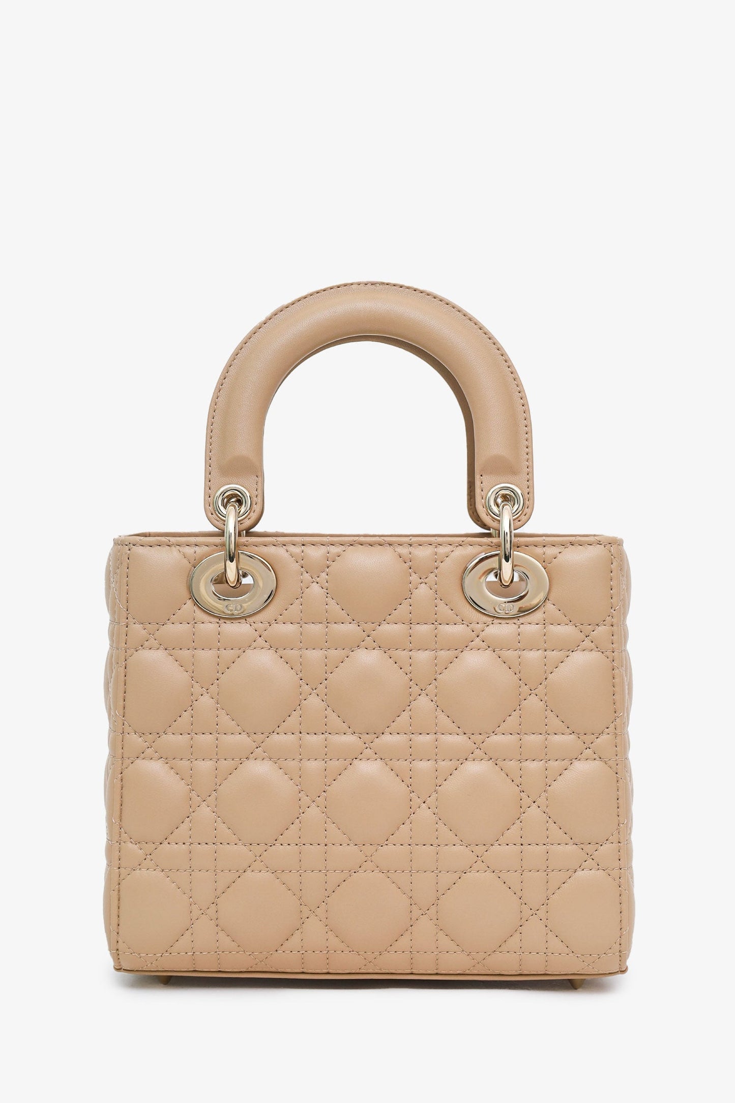 Christian Dior 2024 Beige Cannage Lambskin Small Lady Dior With Strap