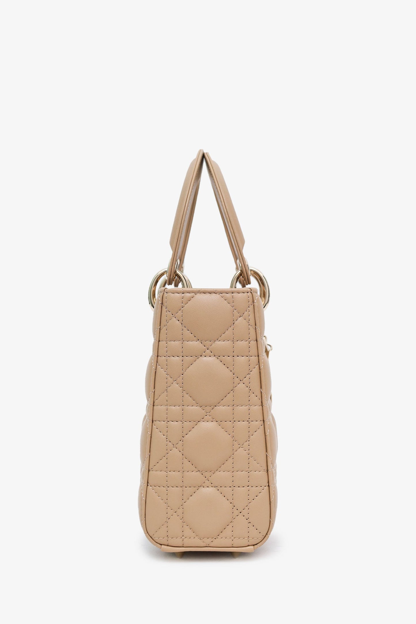 Christian Dior 2024 Beige Cannage Lambskin Small Lady Dior With Strap