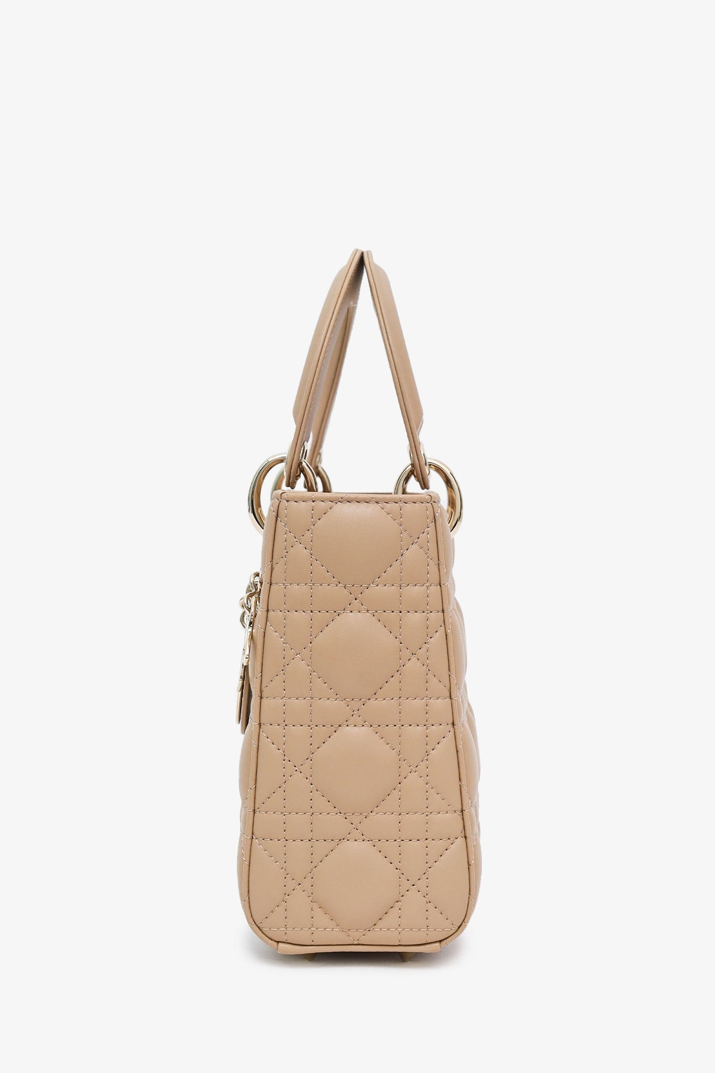 Christian Dior 2024 Beige Cannage Lambskin Small Lady Dior With Strap