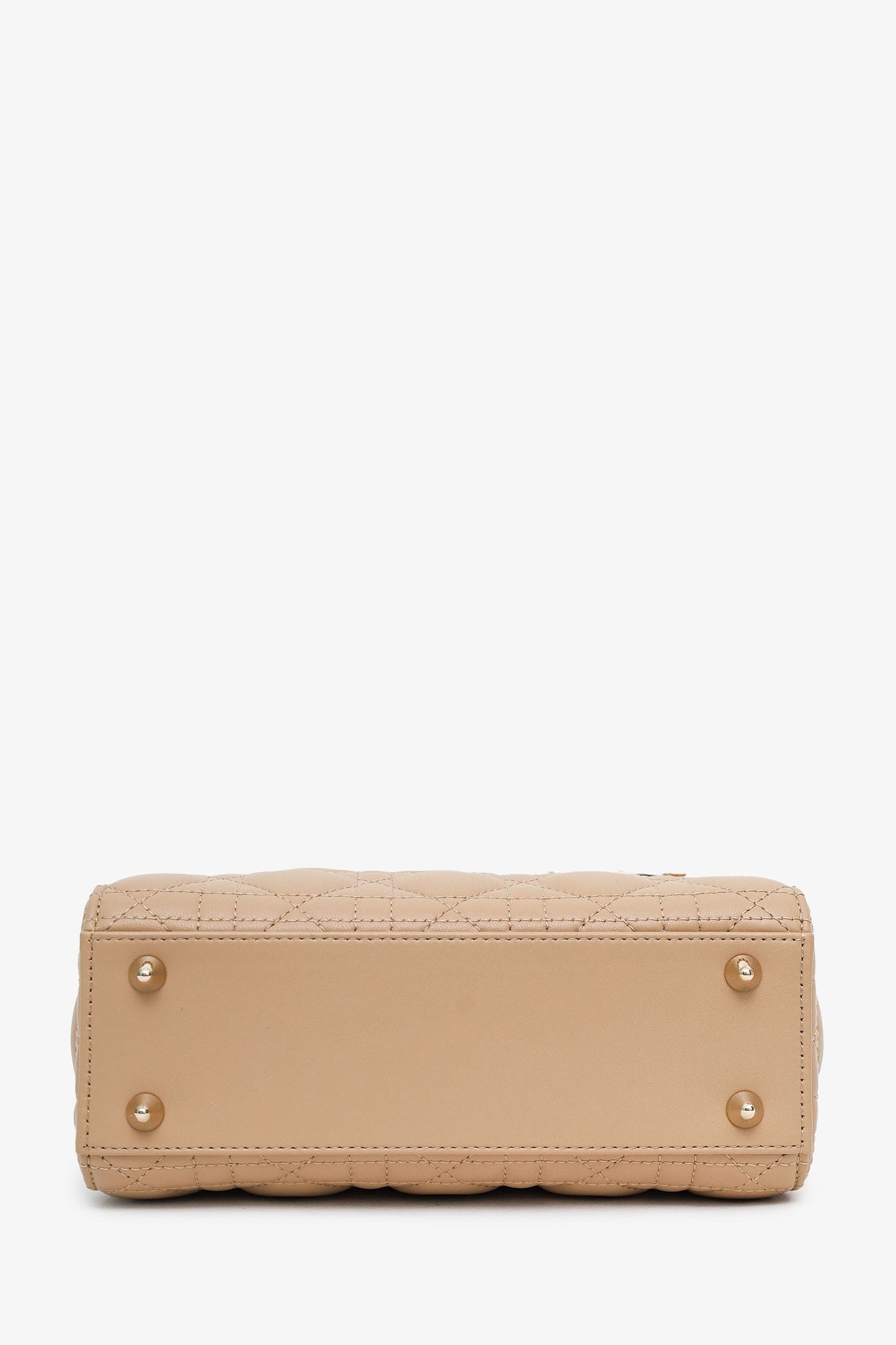 Christian Dior 2024 Beige Cannage Lambskin Small Lady Dior With Strap