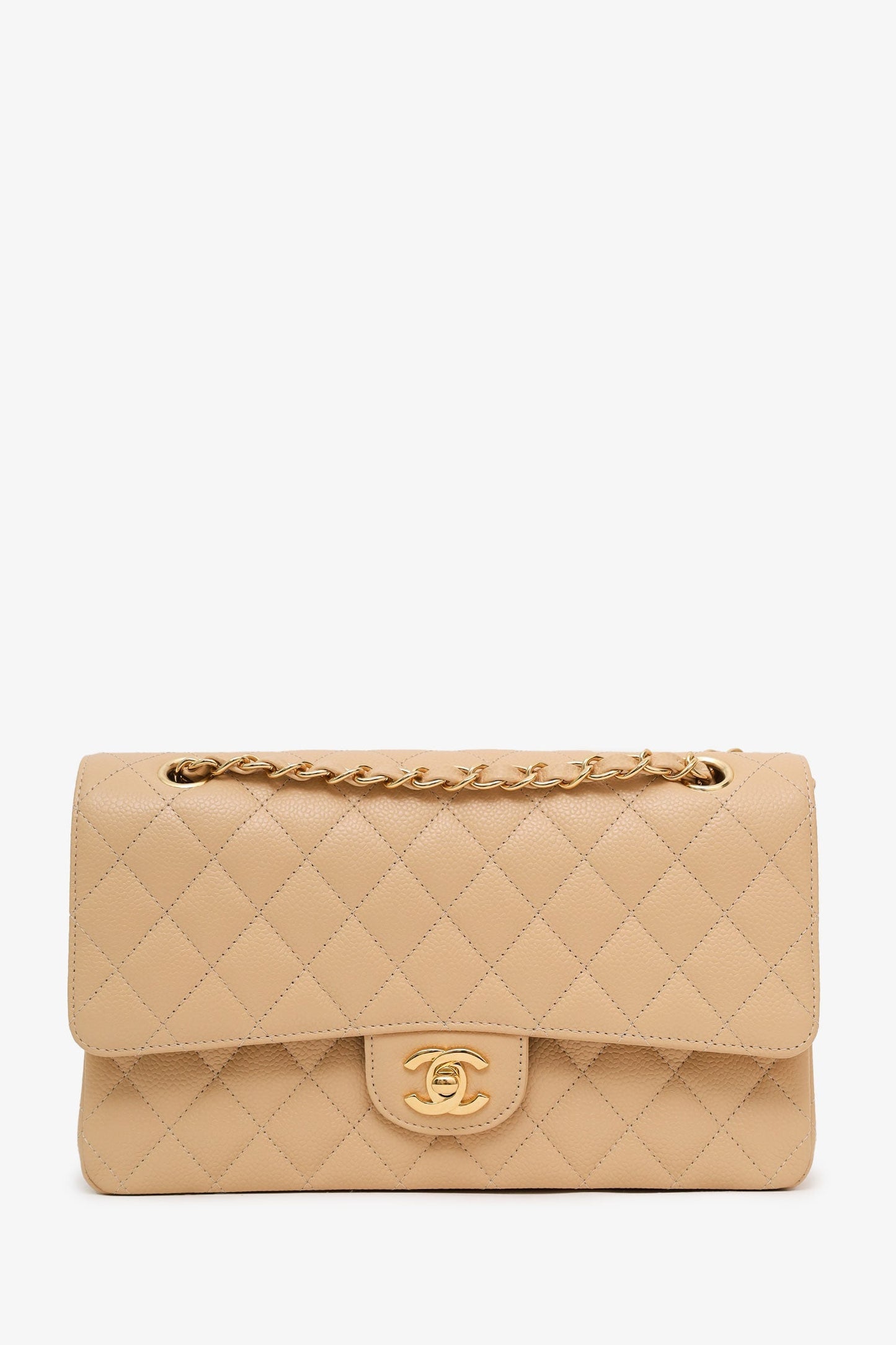 Chanel™ Beige Caviar Medium Classic Double Flap Bag