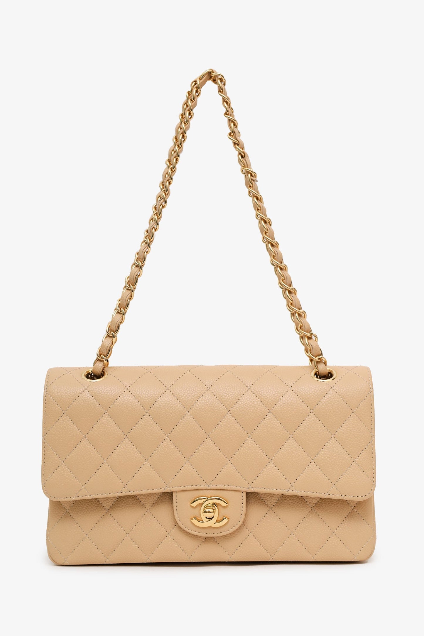Chanel™ Beige Caviar Medium Classic Double Flap Bag