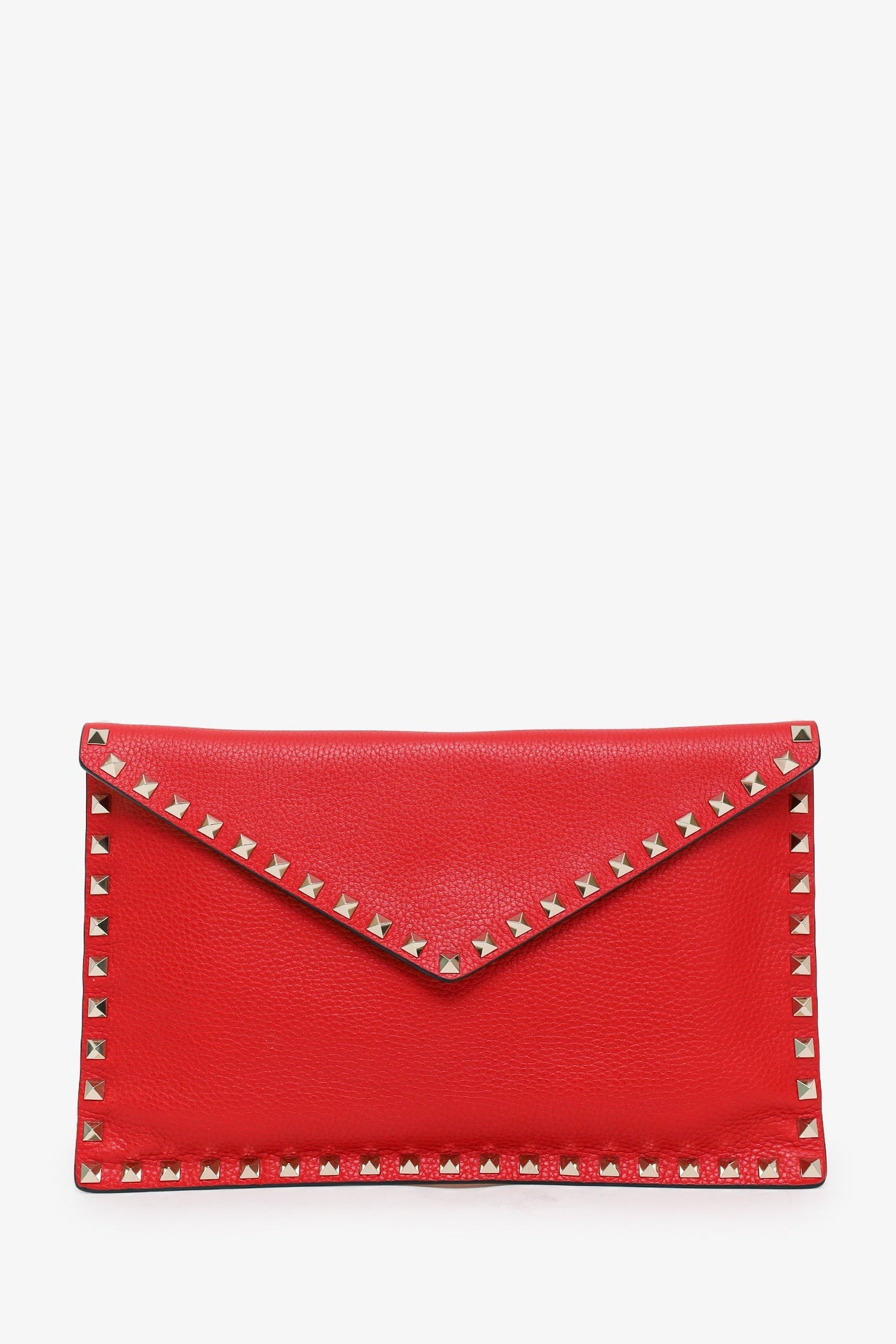 Valentino Red Leather Large Rockstud Envelope Clutch