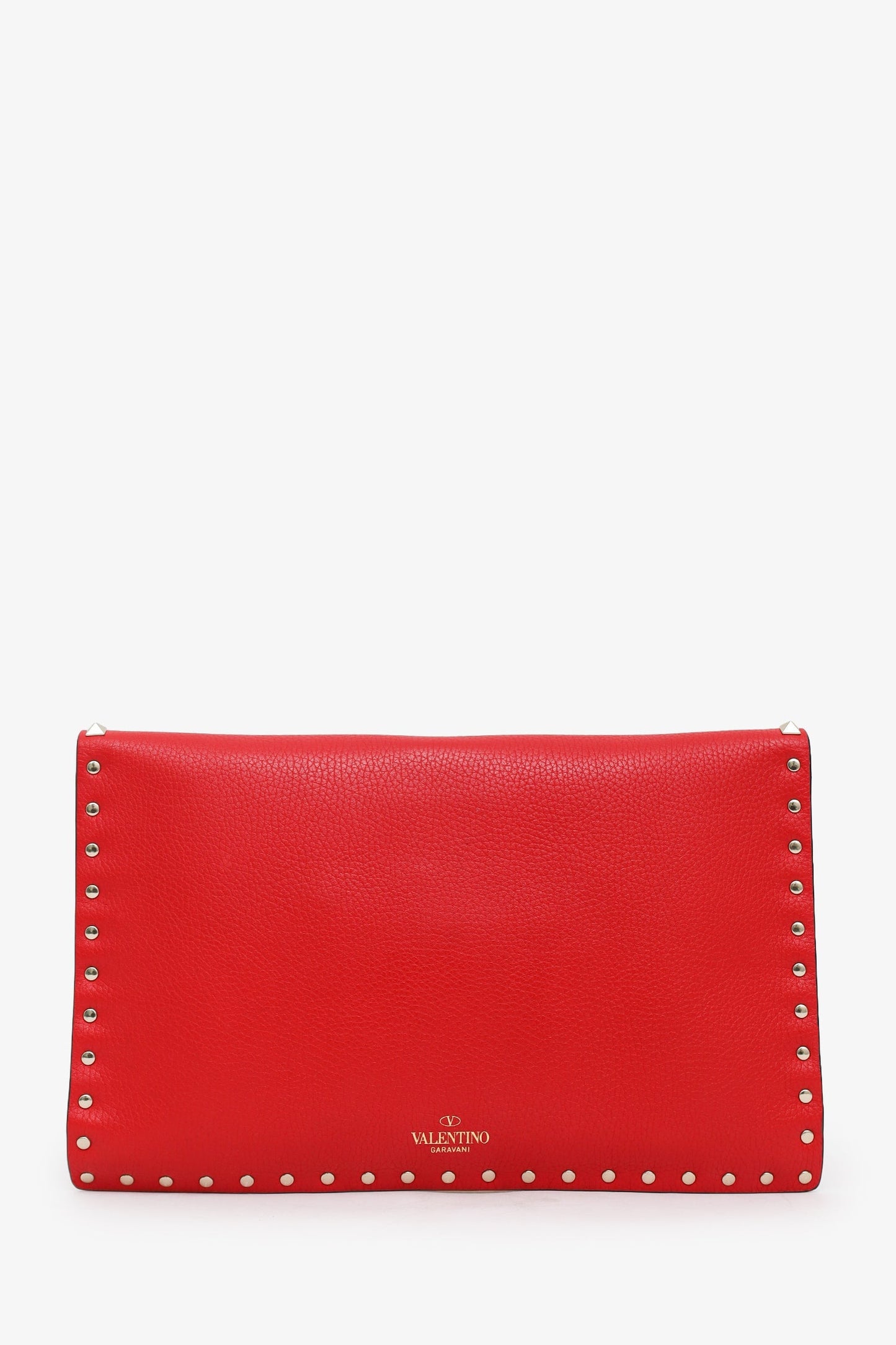 Valentino Red Leather Large Rockstud Envelope Clutch