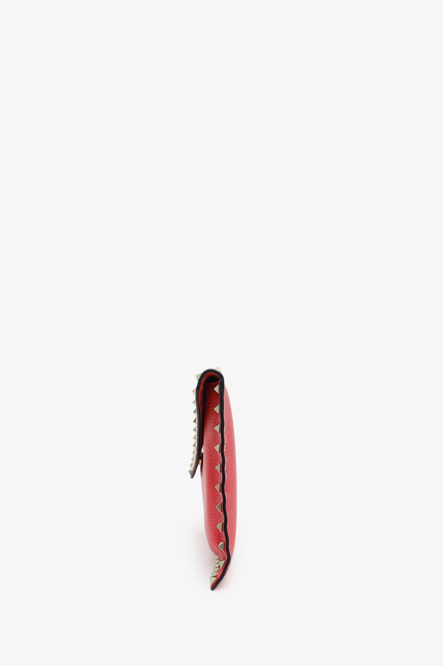Valentino Red Leather Large Rockstud Envelope Clutch