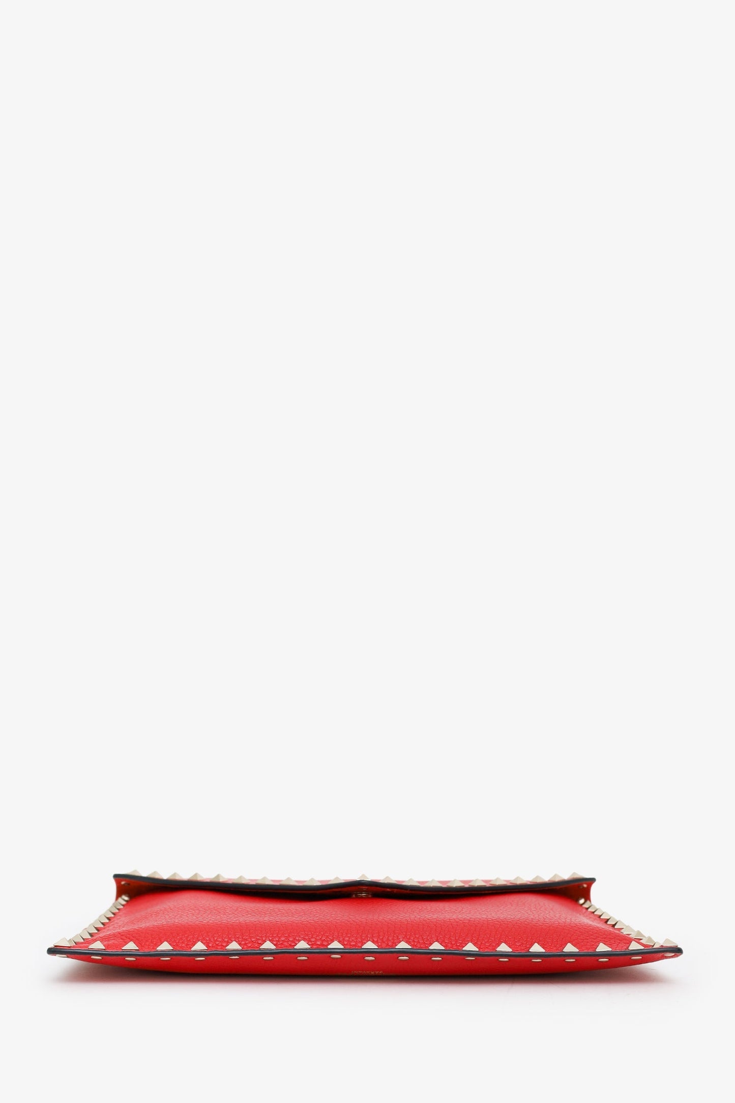 Valentino Red Leather Large Rockstud Envelope Clutch