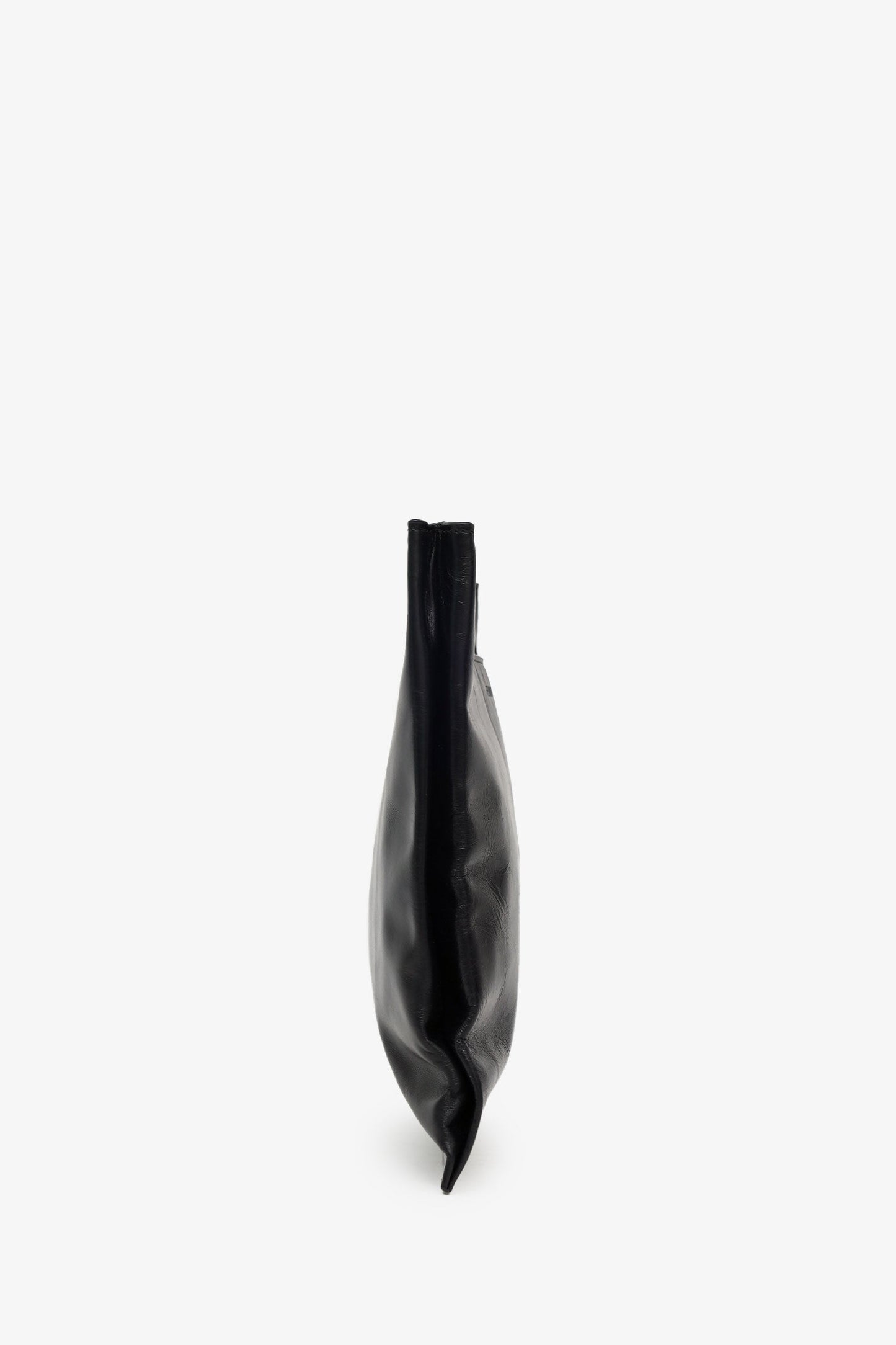 Helmut Lang Black Leather Cut-out Handle Flat Clutch