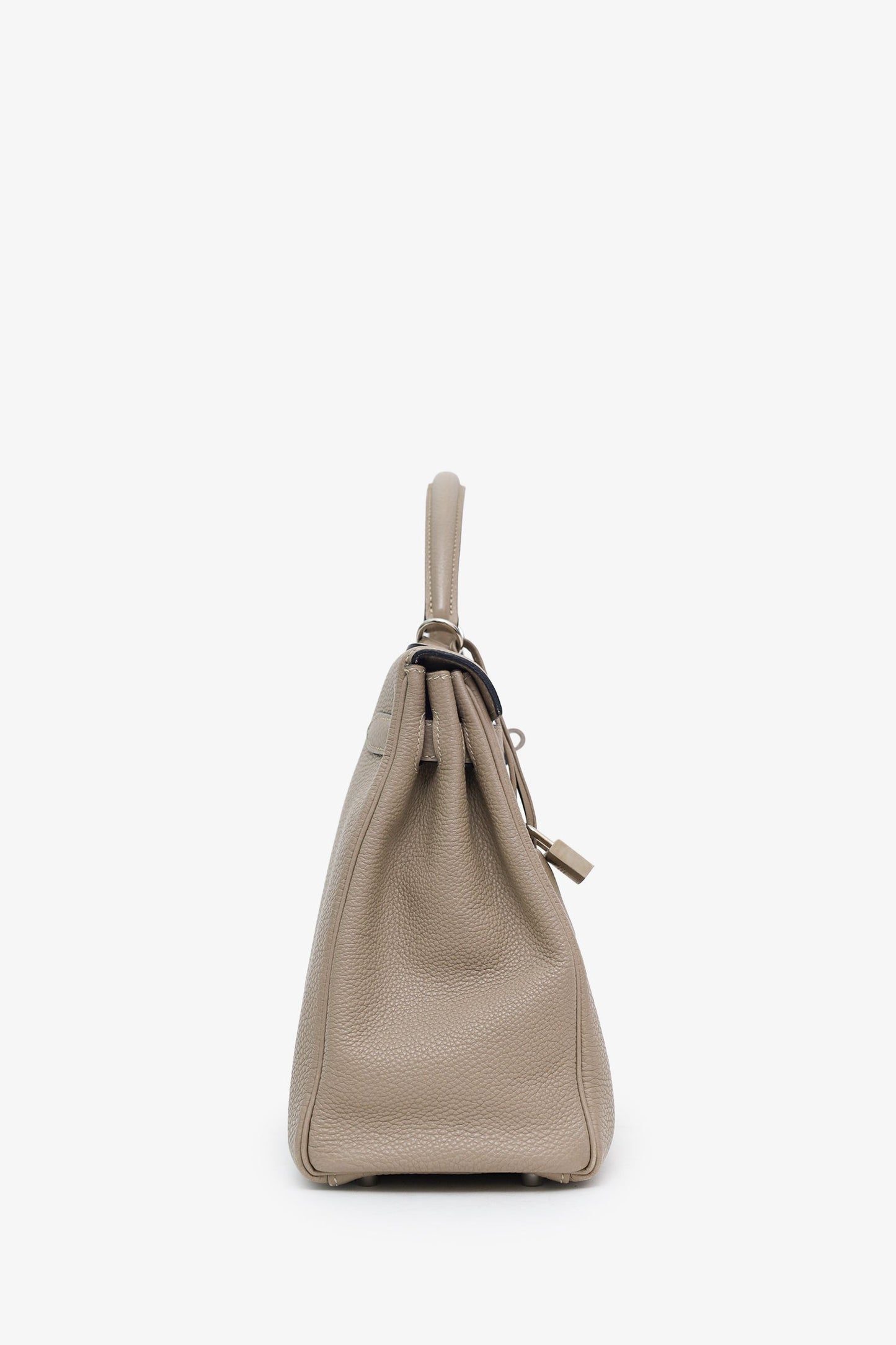 Hermès 2008 Gris Tourterelle Clemence Leather Retourne Kelly 32 With Strap