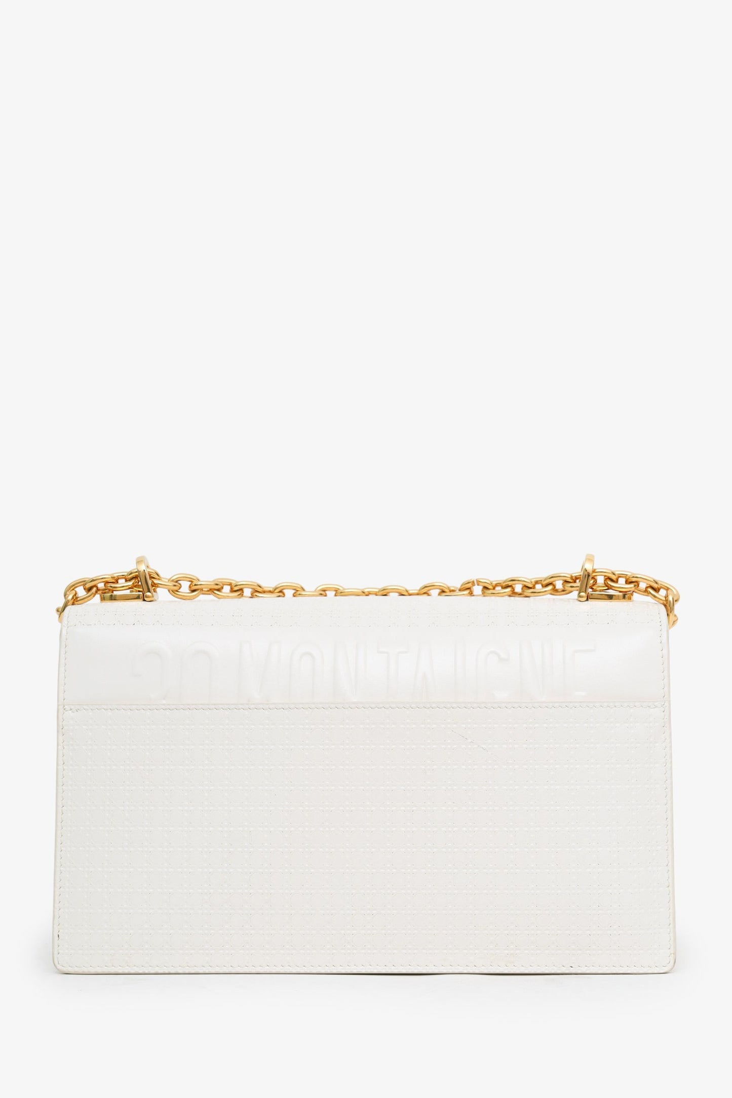 Christian Dior 2020 White Micro Cannage 30 Montaigne Chain Shoulder Bag