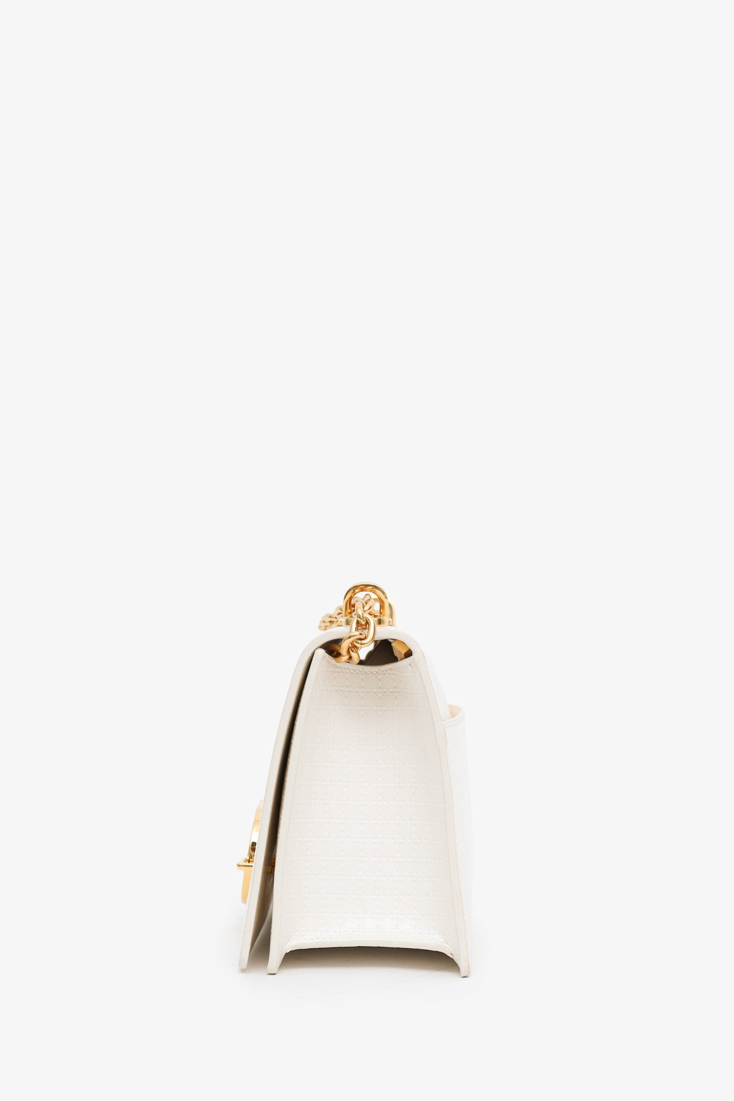 Christian Dior 2020 White Micro Cannage 30 Montaigne Chain Shoulder Bag