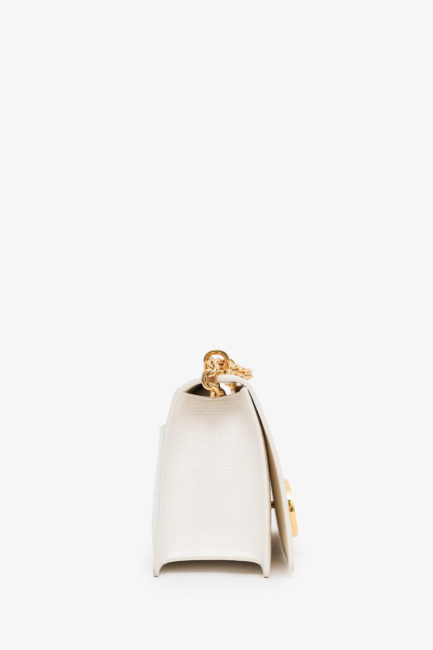 Christian Dior 2020 White Micro Cannage 30 Montaigne Chain Shoulder Bag