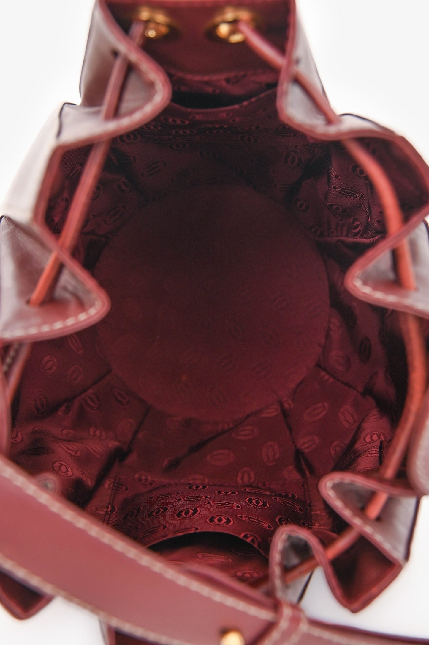 Must de Cartier Burgundy Leather Bucket Bag