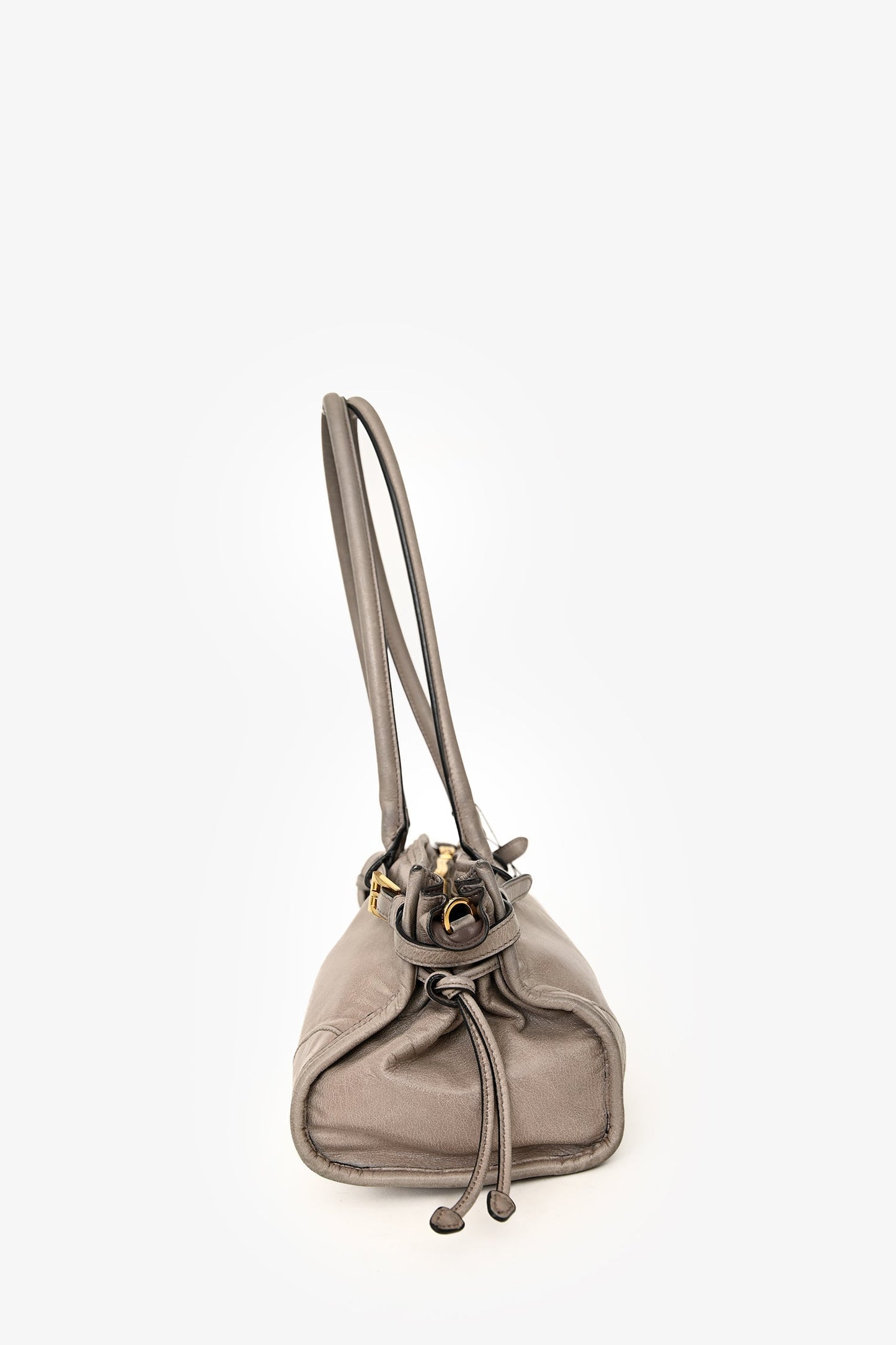 Prada Grey Leather 'Bonnie' Medium Shoulder Bag With Crossbody Strap