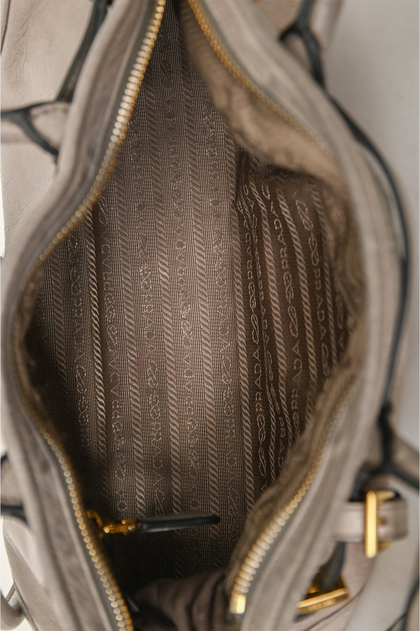 Prada Grey Leather 'Bonnie' Medium Shoulder Bag With Crossbody Strap