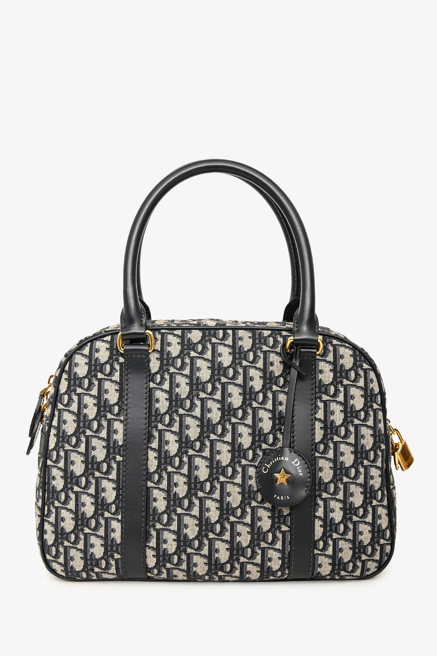 Christian Dior Navy Oblique Jacquard D-Vibe Bag With Crossbody Strap