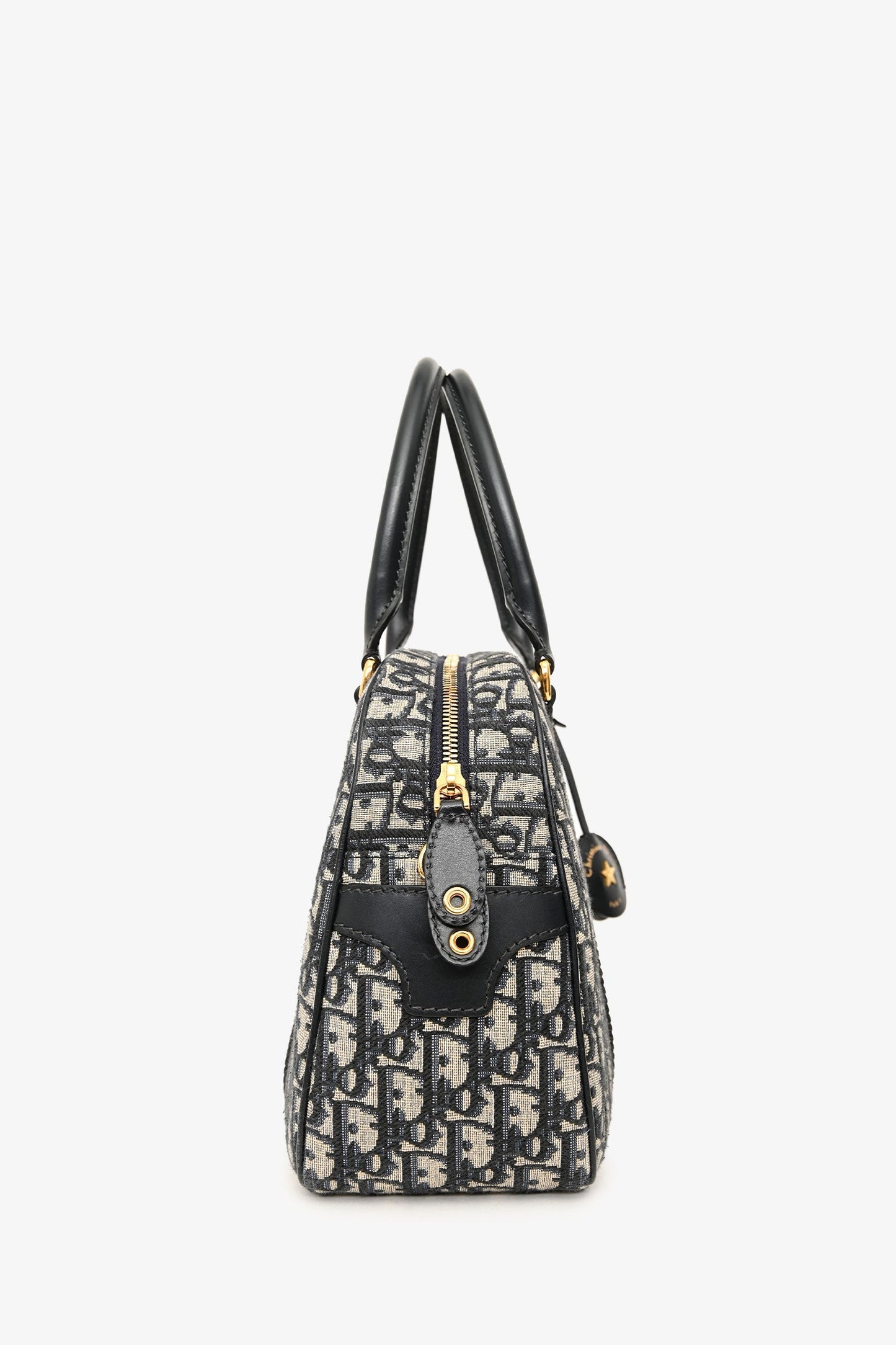 Christian Dior Navy Oblique Jacquard D-Vibe Bag With Crossbody Strap