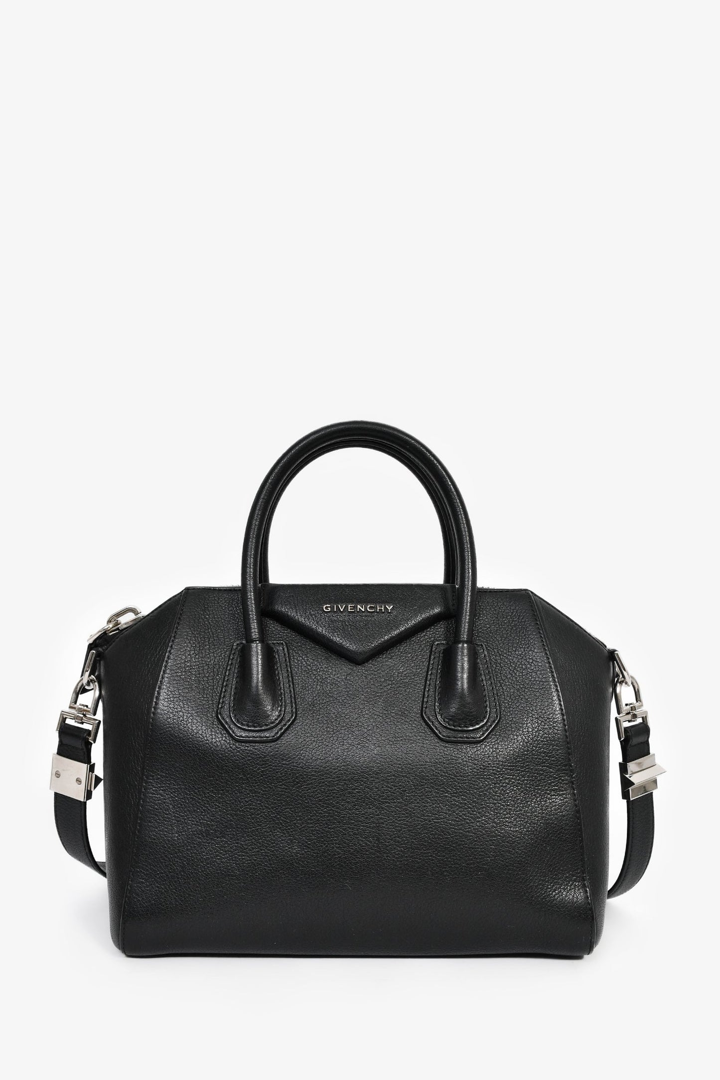 Givenchy Black Leather Small Antigona Bag with Strap
