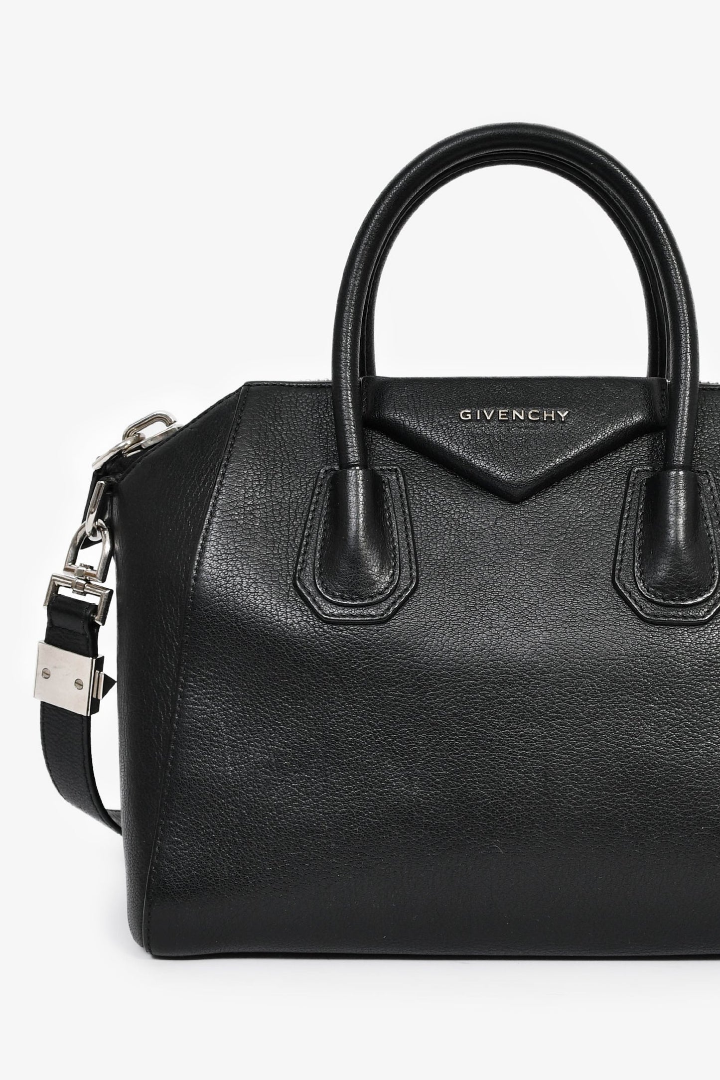 Givenchy Black Leather Small Antigona Bag with Strap