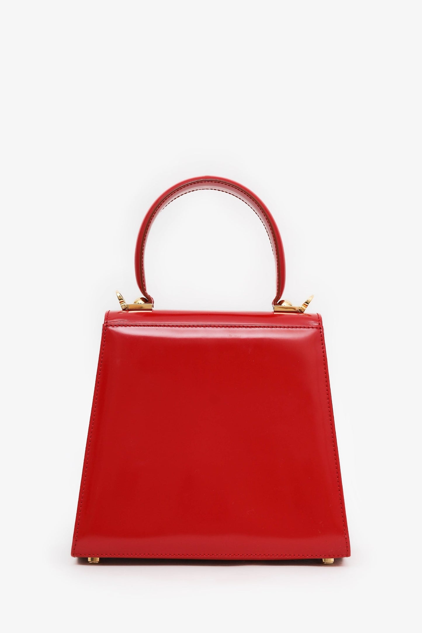 Salvatore Ferragamo Red Leather Iconic Top Handle (S) With Strap