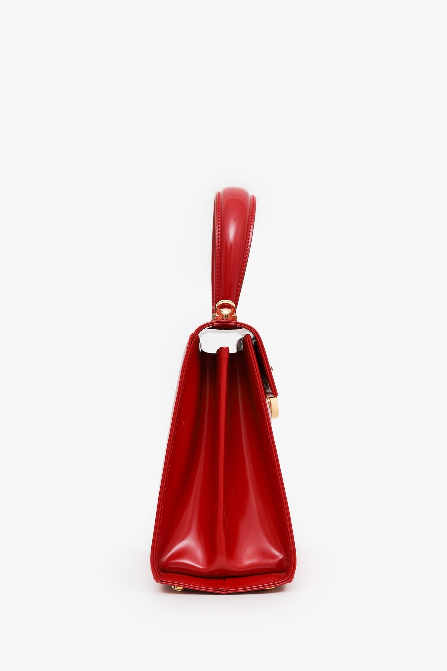 Salvatore Ferragamo Red Leather Iconic Top Handle (S) With Strap
