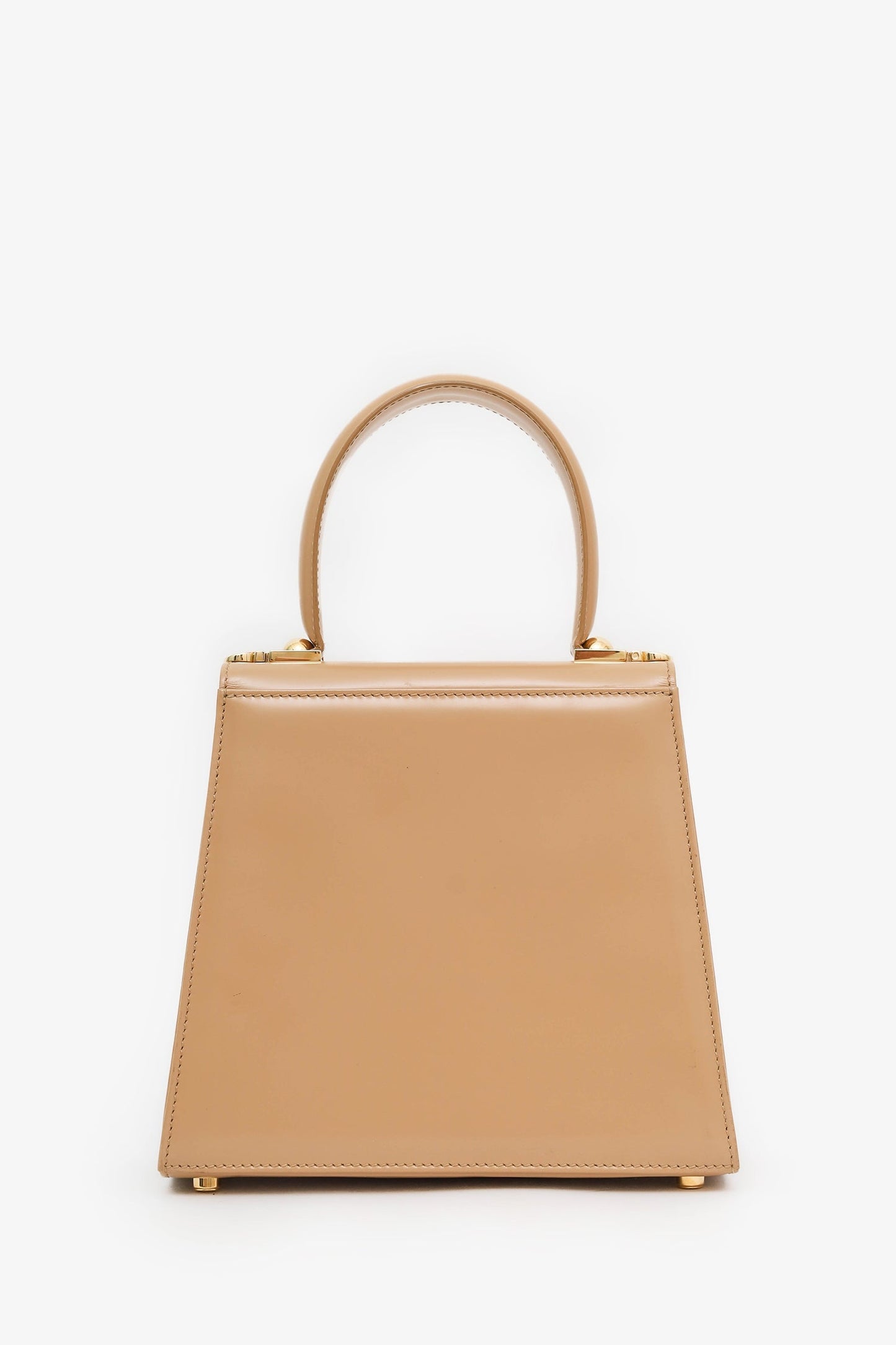 Salvatore Ferragamo Beige Leather Iconic Top Handle (S) With Strap