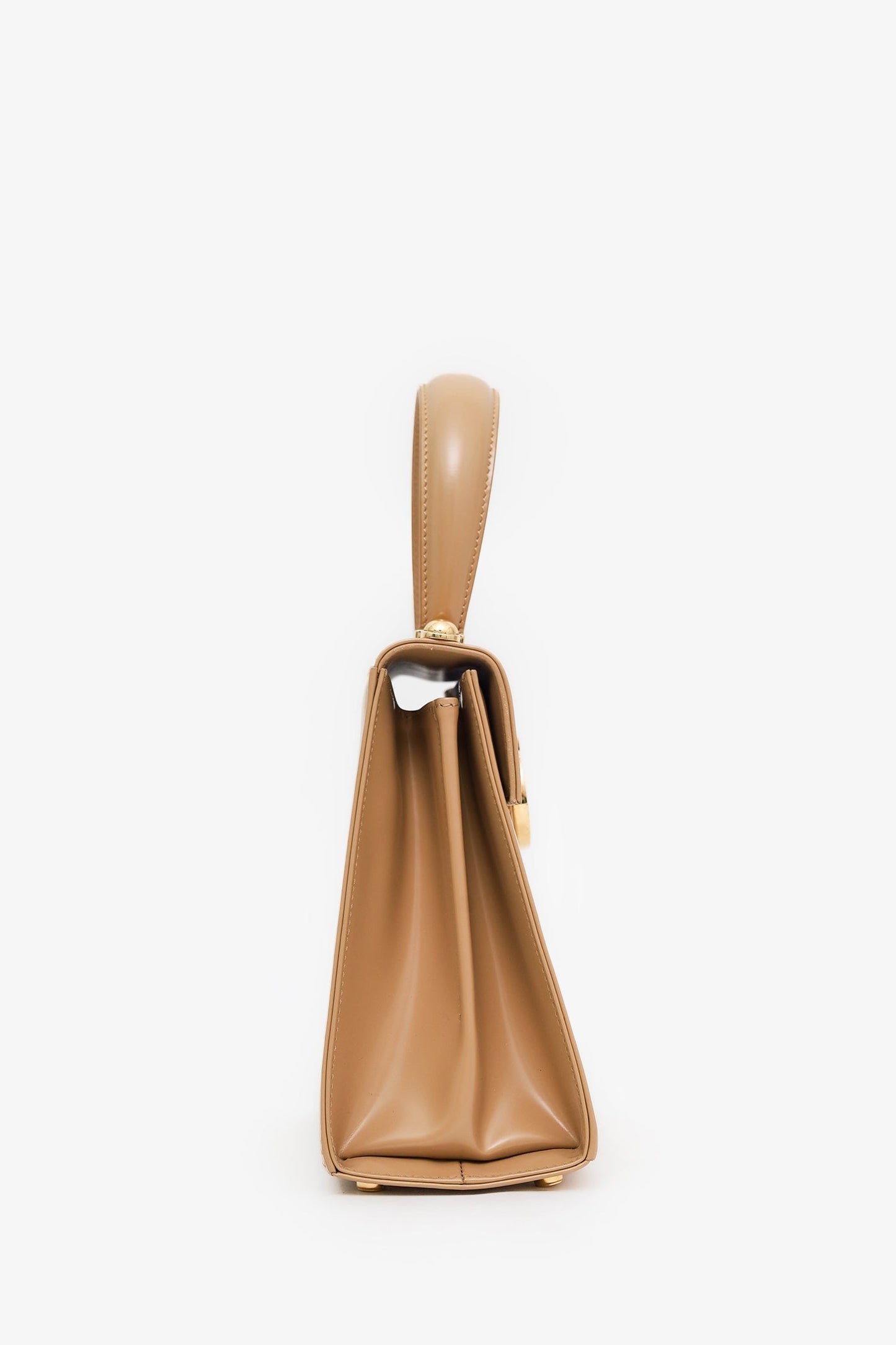 Salvatore Ferragamo Beige Leather Iconic Top Handle (S) With Strap