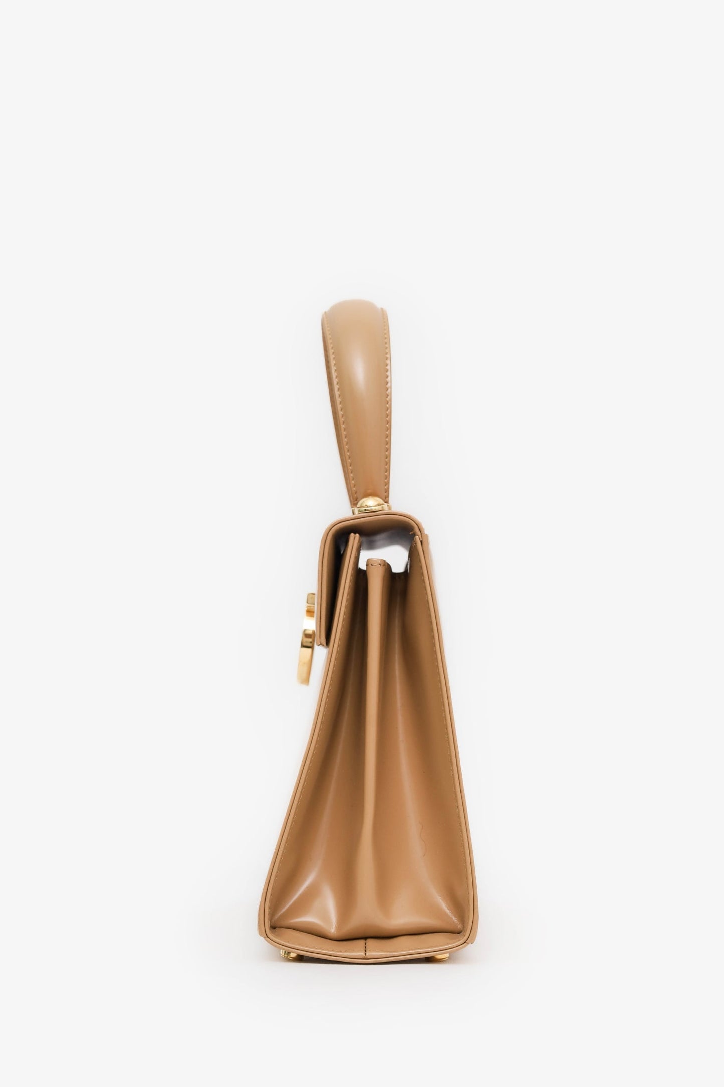 Salvatore Ferragamo Beige Leather Iconic Top Handle (S) With Strap