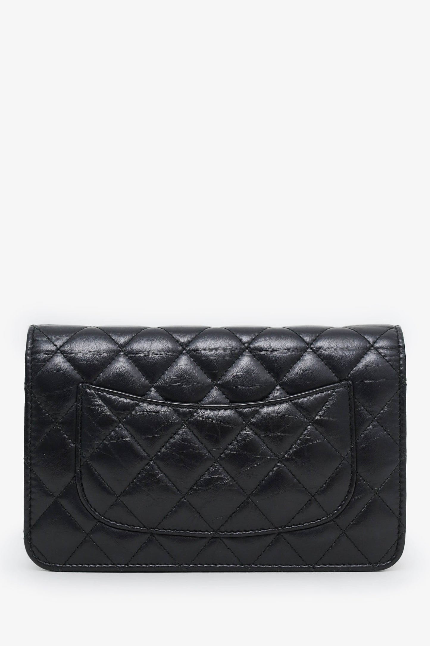 Chanel™ Black Quilted Aged Calfskin Leather Lucky Charms 2.55 Reissue Wallet on Chain