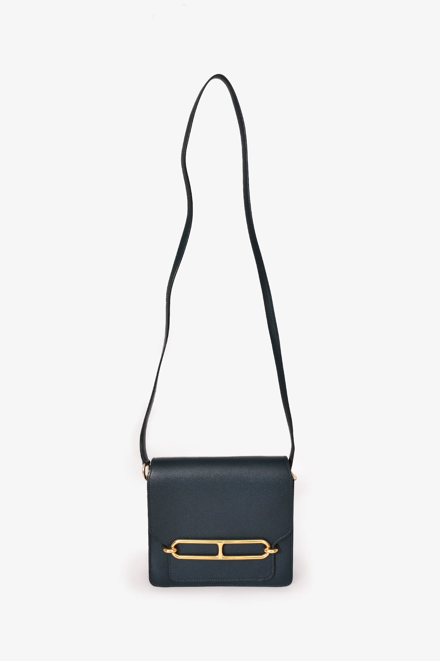 Hermès 2018 Dark Green Leather Roulis 18 Crossbody Bag