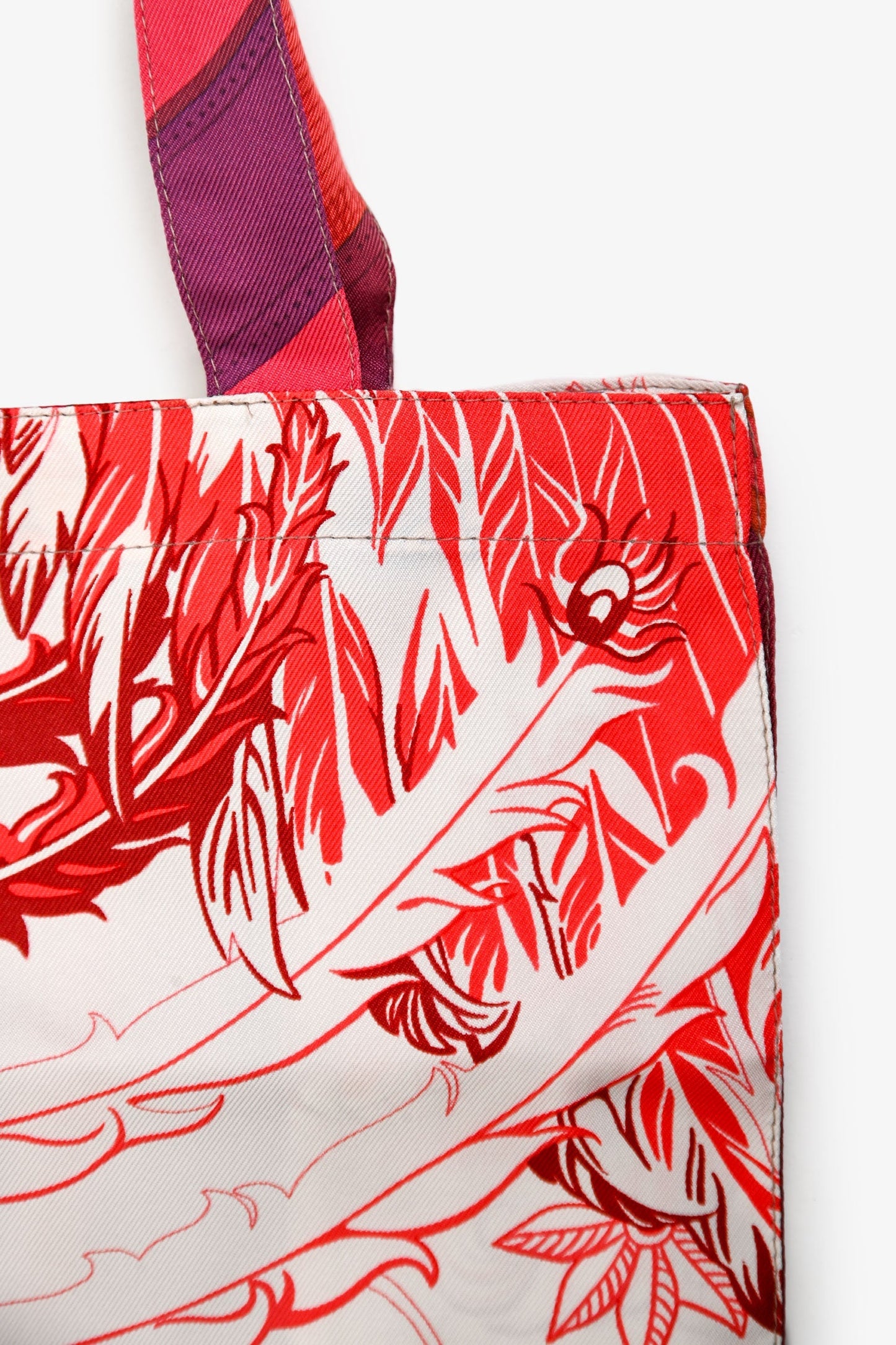 Hermès Red/Multicolour Silk Petit H Shopping Tote Bag